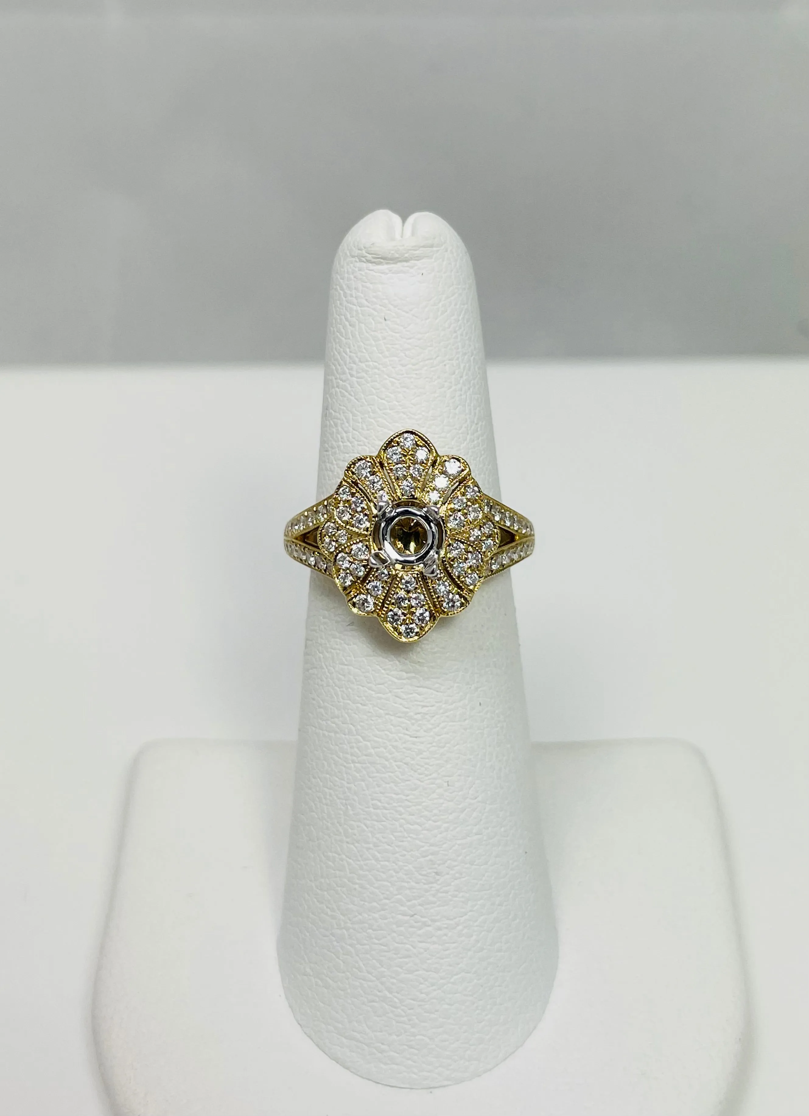 New! 14k Yellow Gold Natural Diamond Ring Mount
