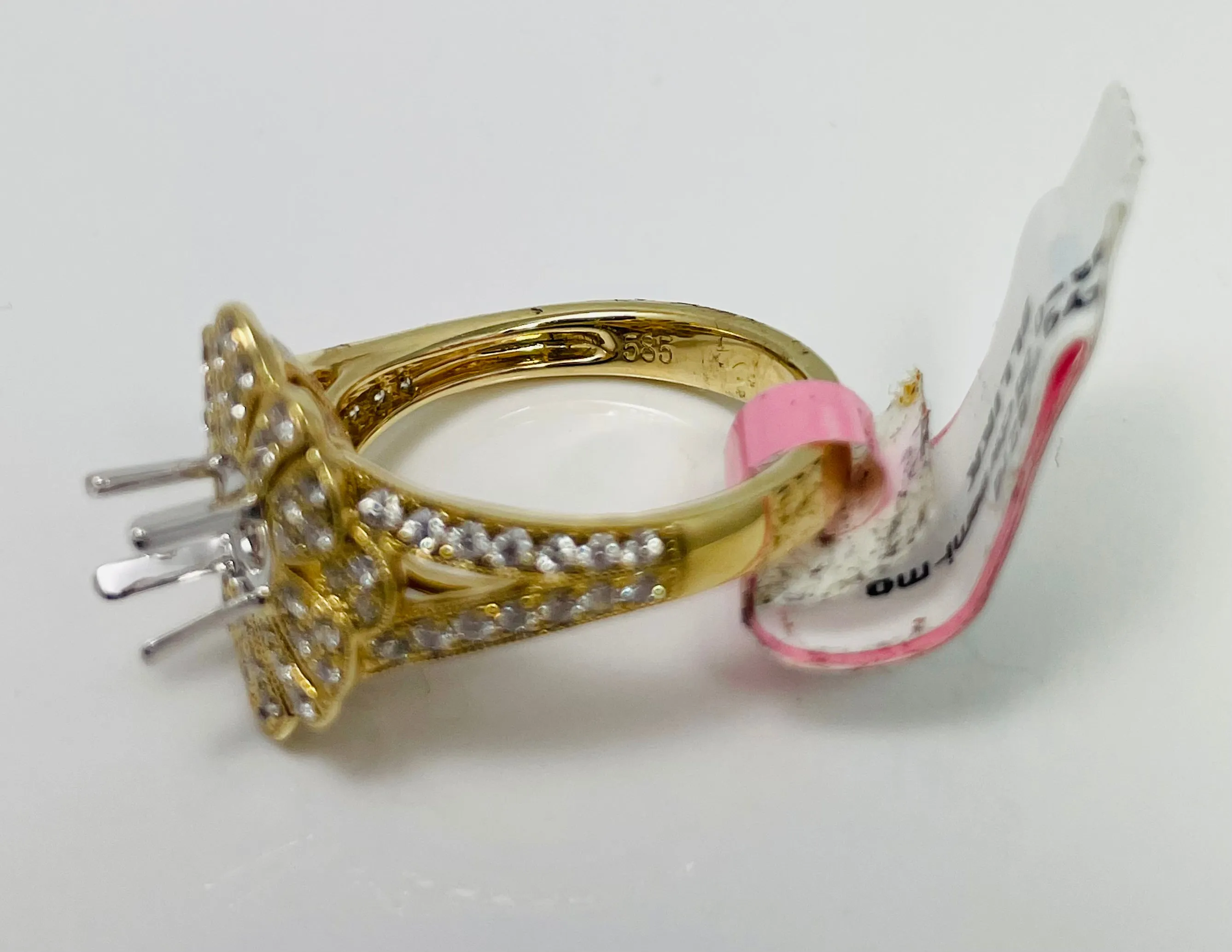 New! 14k Yellow Gold Natural Diamond Ring Mount