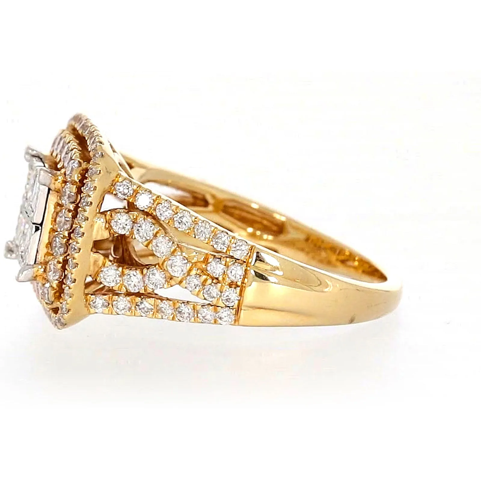 New York 14ct Yellow Gold Princess Cut with 1 1/2 CARAT tw of Diamonds Ring