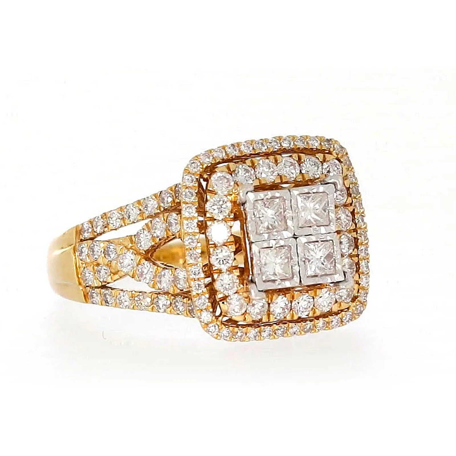 New York 14ct Yellow Gold Princess Cut with 1 1/2 CARAT tw of Diamonds Ring