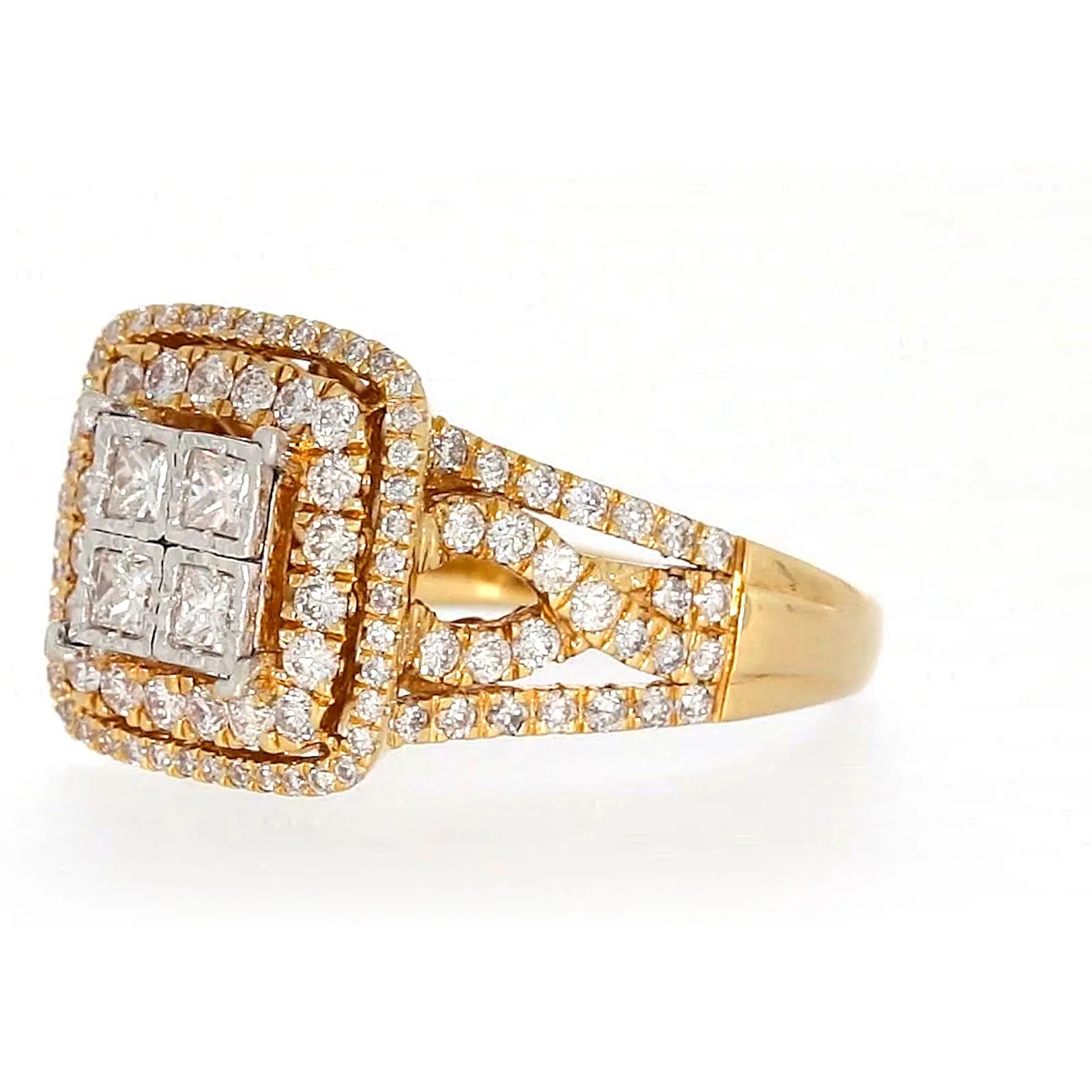New York 14ct Yellow Gold Princess Cut with 1 1/2 CARAT tw of Diamonds Ring