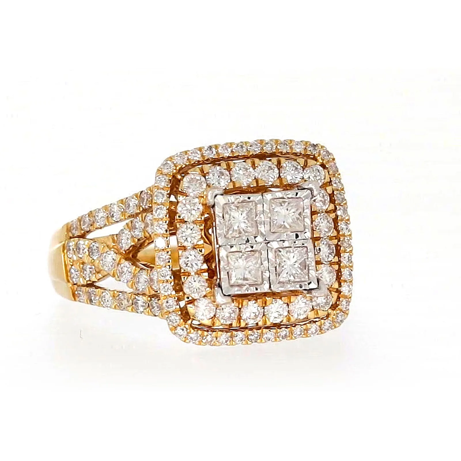 New York 14ct Yellow Gold Princess Cut with 1 1/2 CARAT tw of Diamonds Ring