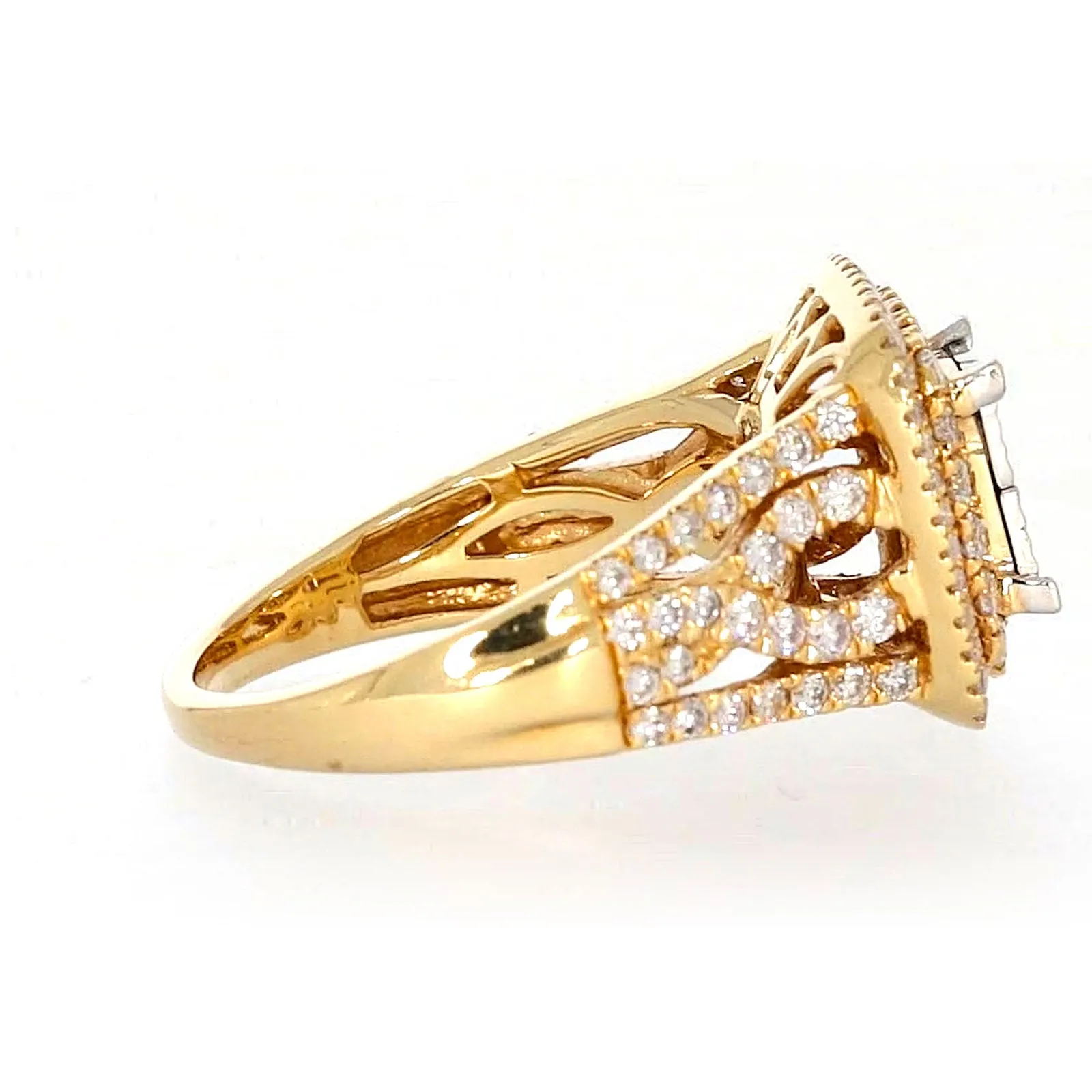 New York 14ct Yellow Gold Princess Cut with 1 1/2 CARAT tw of Diamonds Ring