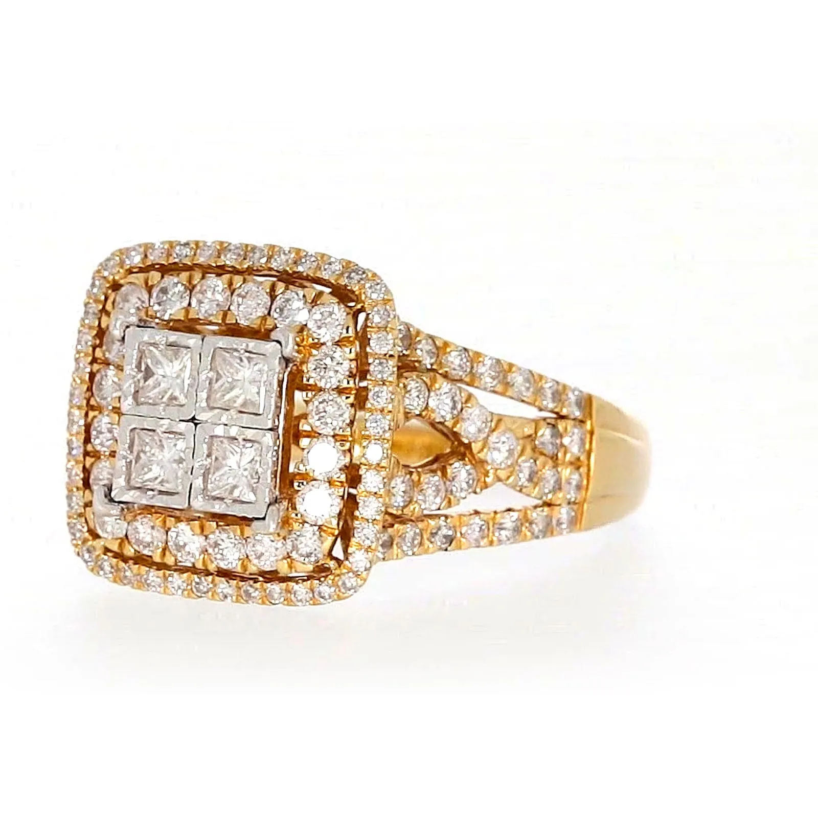 New York 14ct Yellow Gold Princess Cut with 1 1/2 CARAT tw of Diamonds Ring