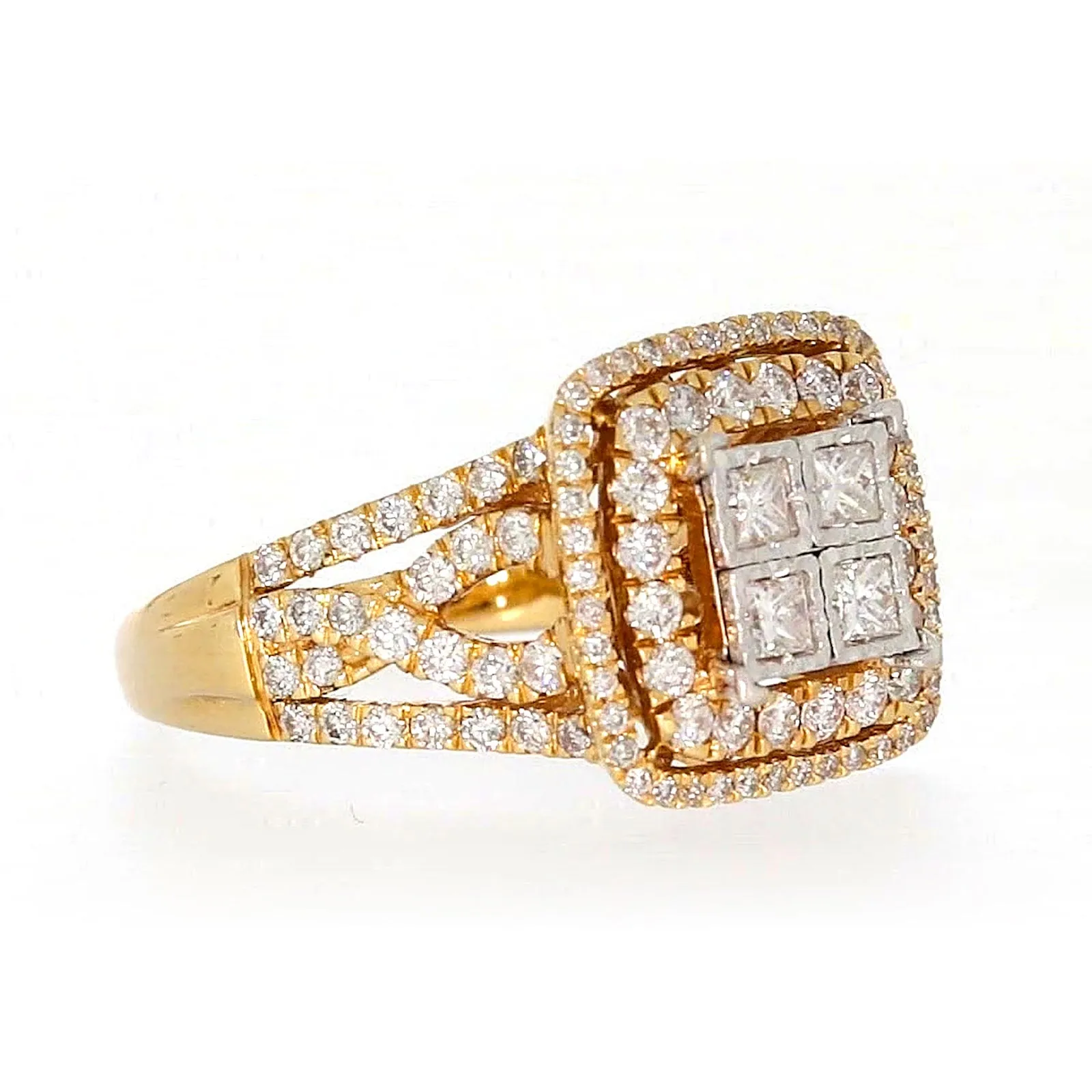 New York 14ct Yellow Gold Princess Cut with 1 1/2 CARAT tw of Diamonds Ring