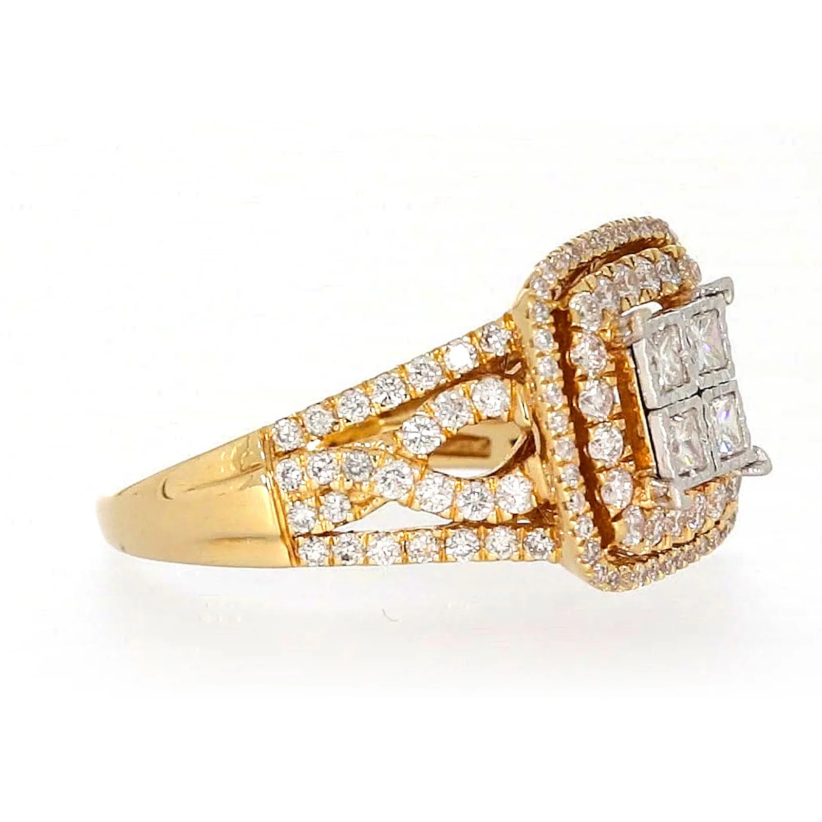 New York 14ct Yellow Gold Princess Cut with 1 1/2 CARAT tw of Diamonds Ring