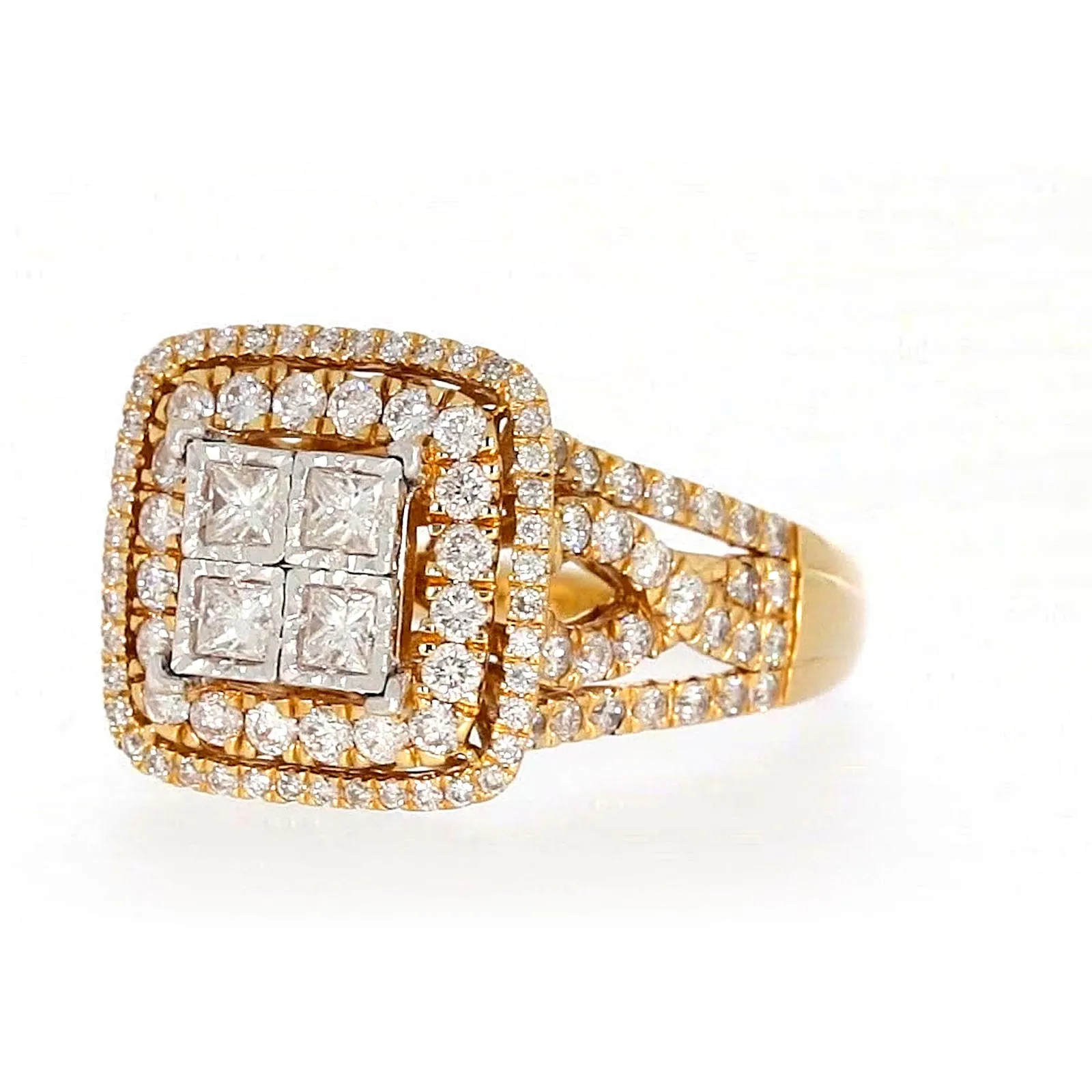 New York 14ct Yellow Gold Princess Cut with 1 1/2 CARAT tw of Diamonds Ring