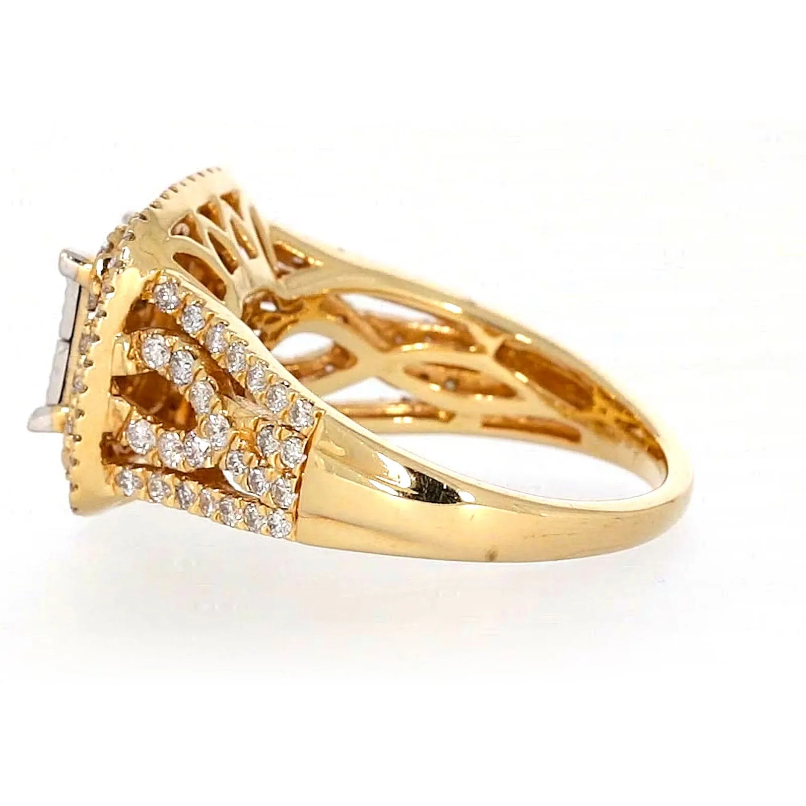New York 14ct Yellow Gold Princess Cut with 1 1/2 CARAT tw of Diamonds Ring