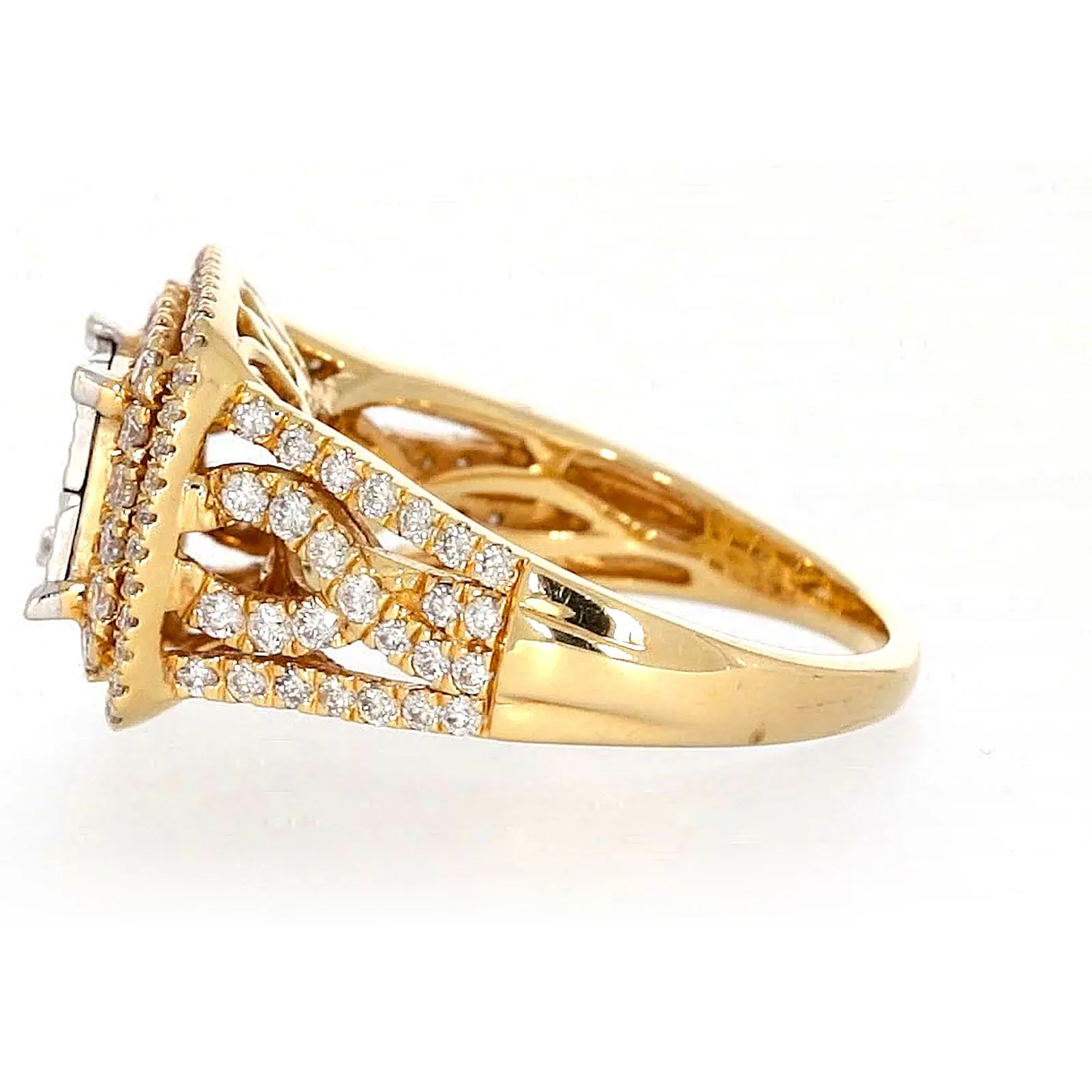 New York 14ct Yellow Gold Princess Cut with 1 1/2 CARAT tw of Diamonds Ring