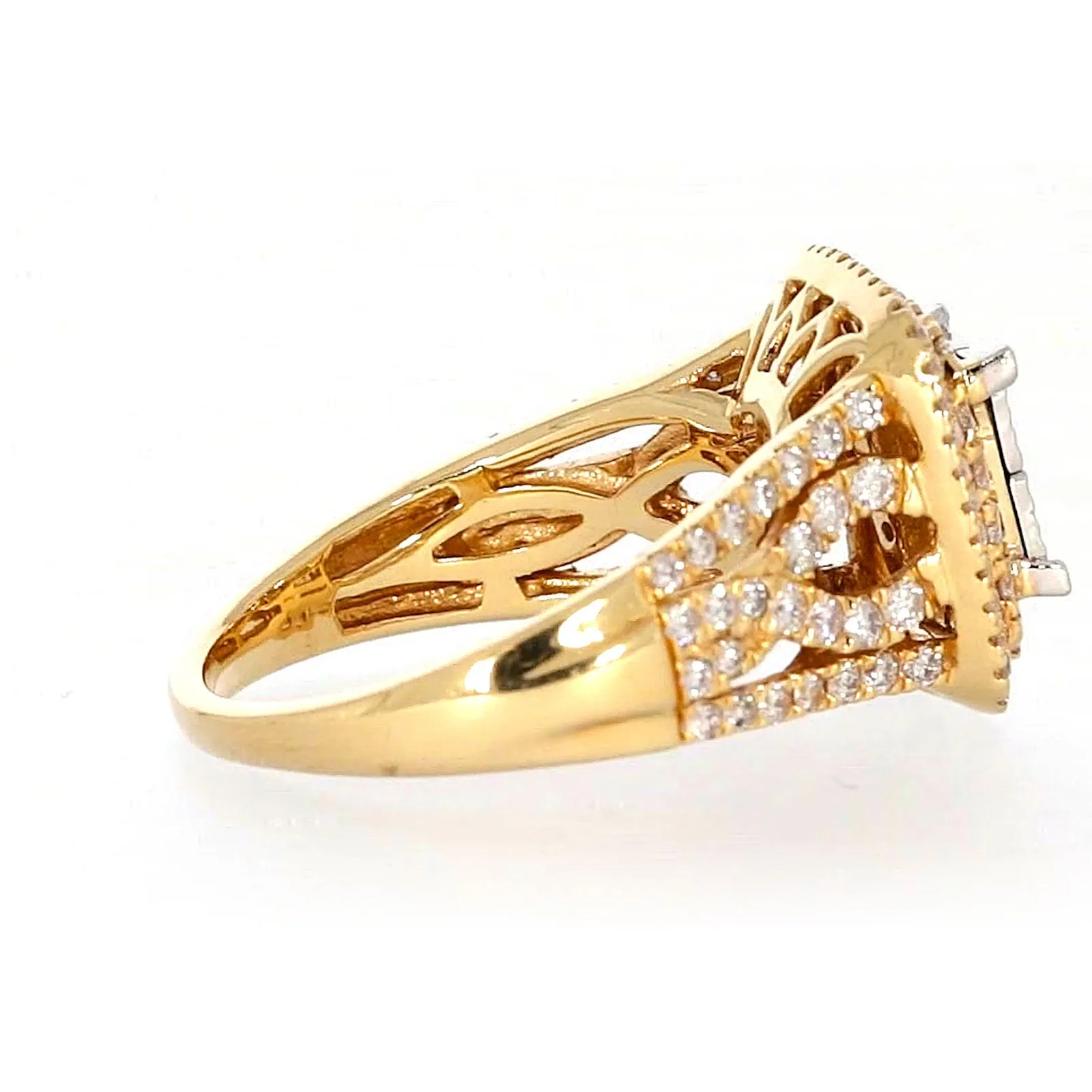 New York 14ct Yellow Gold Princess Cut with 1 1/2 CARAT tw of Diamonds Ring