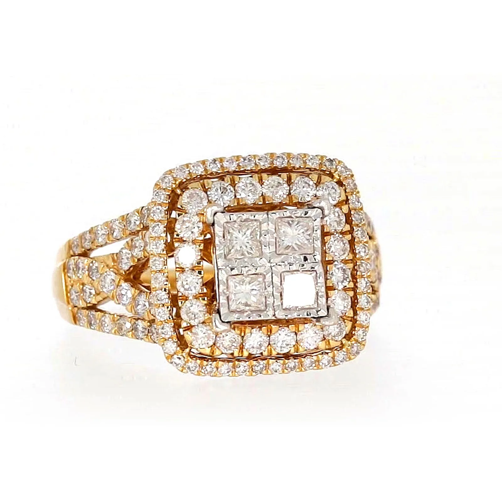 New York 14ct Yellow Gold Princess Cut with 1 1/2 CARAT tw of Diamonds Ring