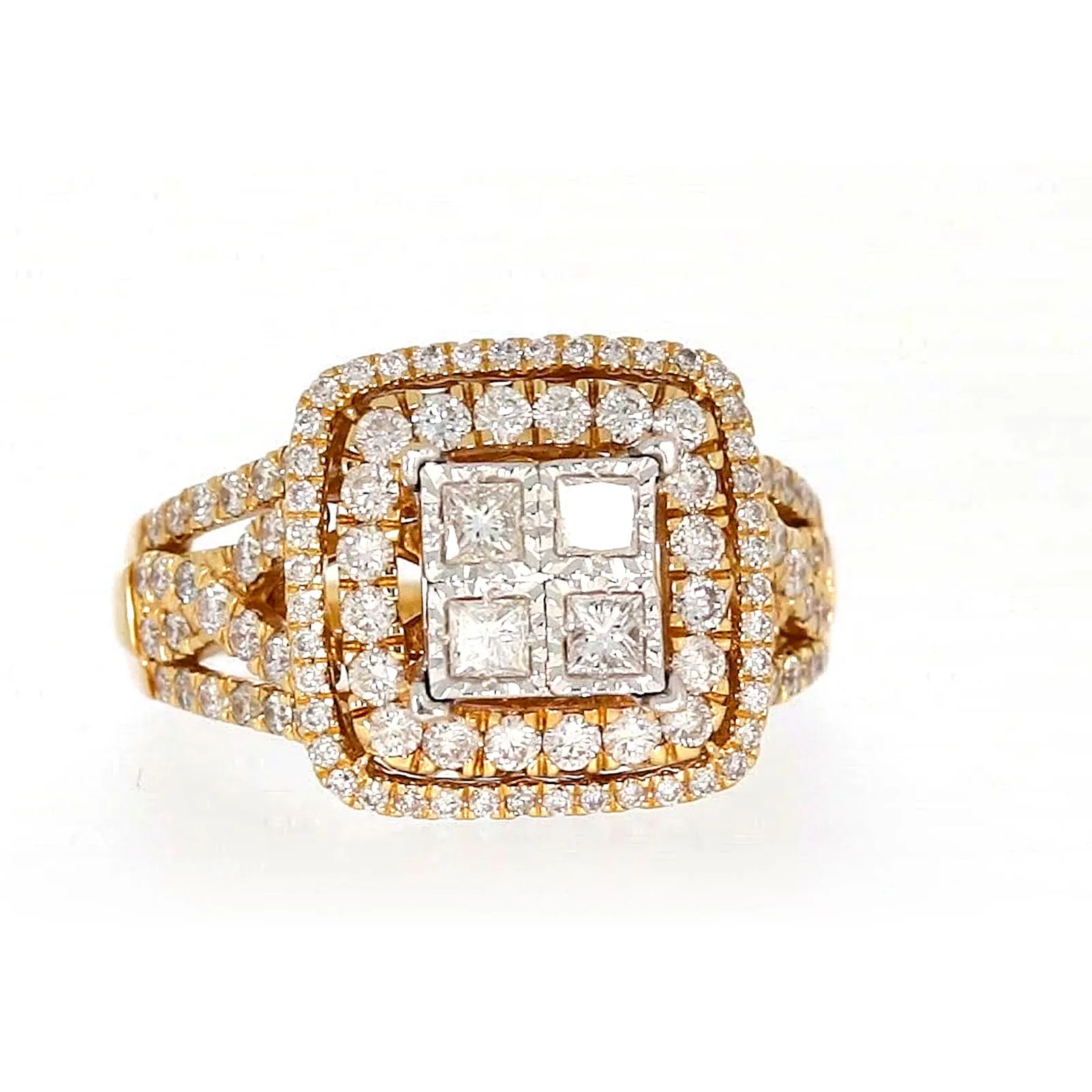 New York 14ct Yellow Gold Princess Cut with 1 1/2 CARAT tw of Diamonds Ring