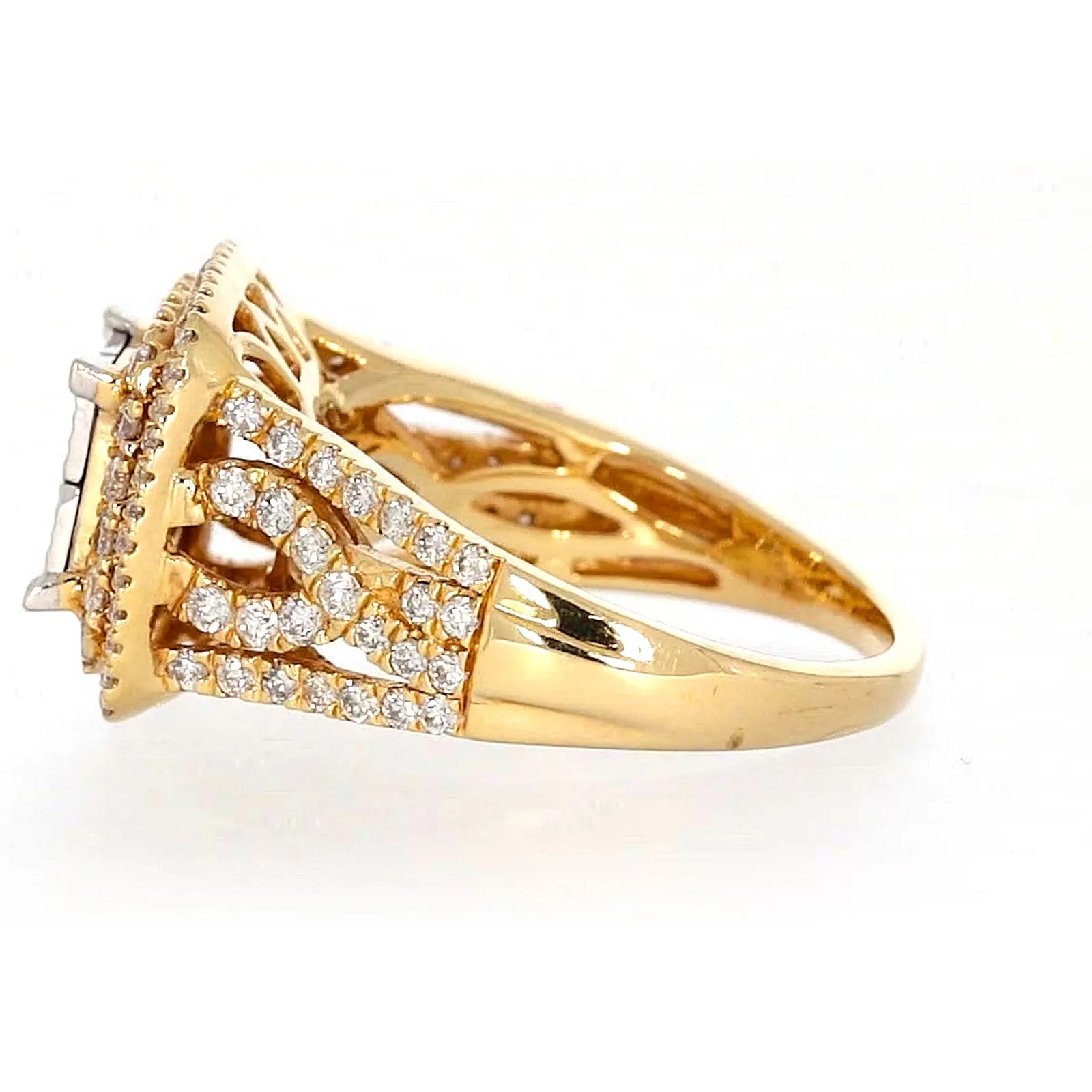 New York 14ct Yellow Gold Princess Cut with 1 1/2 CARAT tw of Diamonds Ring