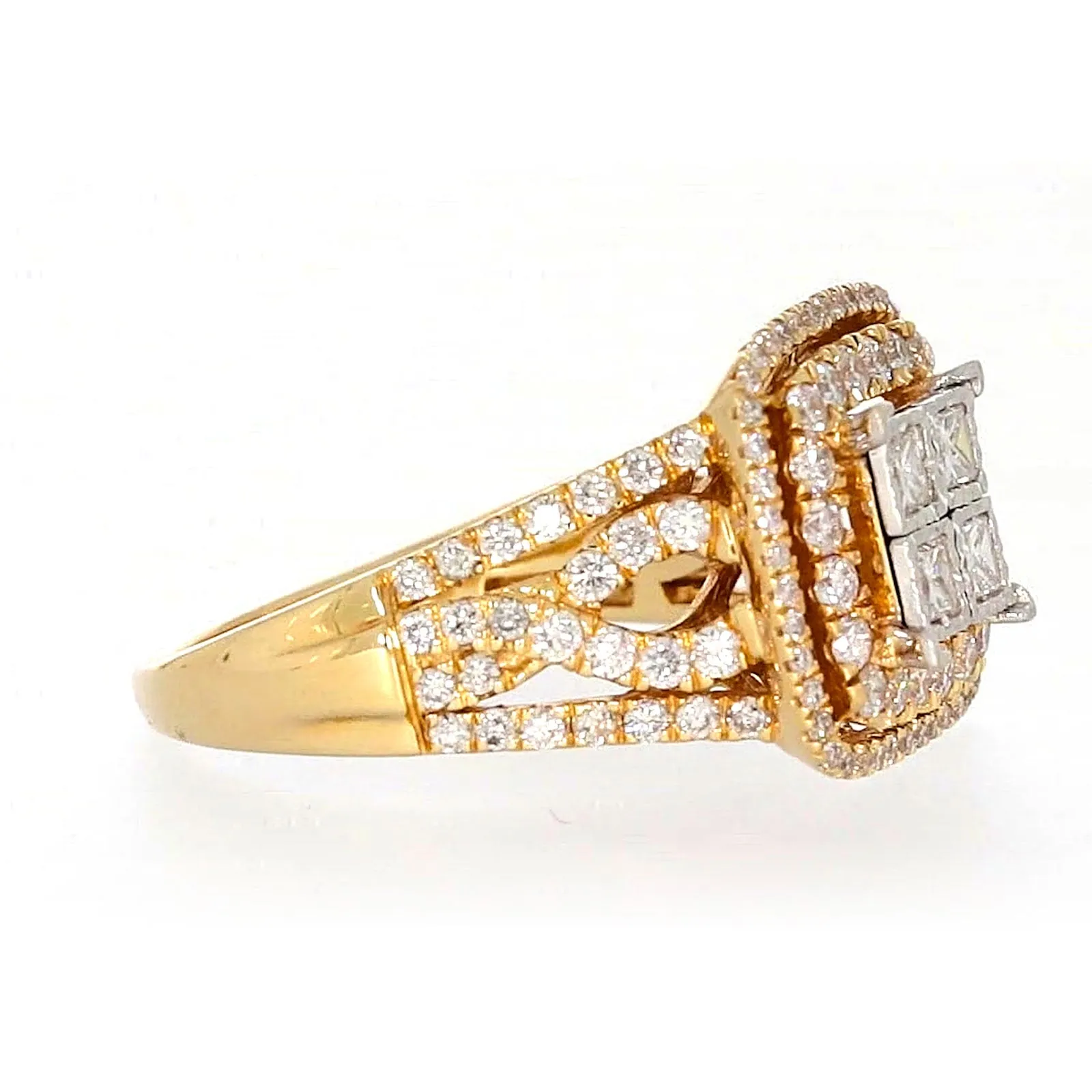 New York 14ct Yellow Gold Princess Cut with 1 1/2 CARAT tw of Diamonds Ring