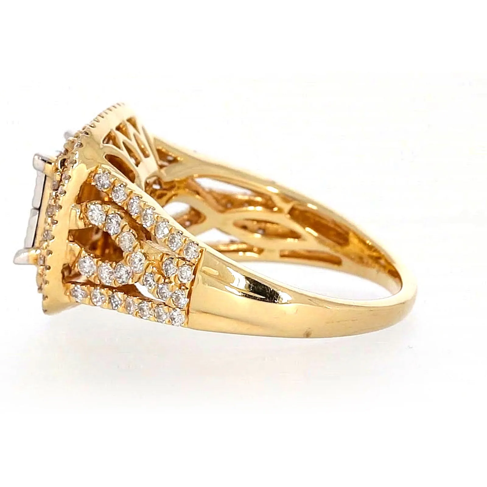New York 14ct Yellow Gold Princess Cut with 1 1/2 CARAT tw of Diamonds Ring
