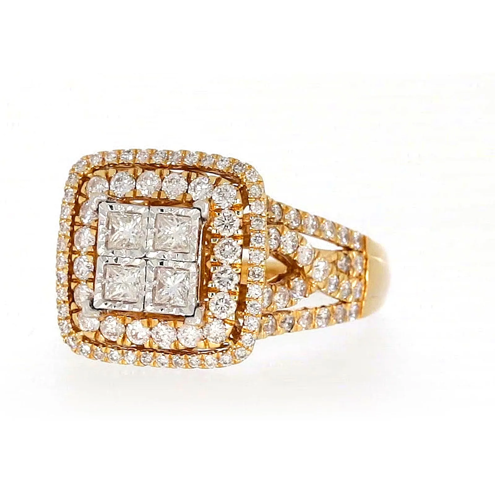 New York 14ct Yellow Gold Princess Cut with 1 1/2 CARAT tw of Diamonds Ring