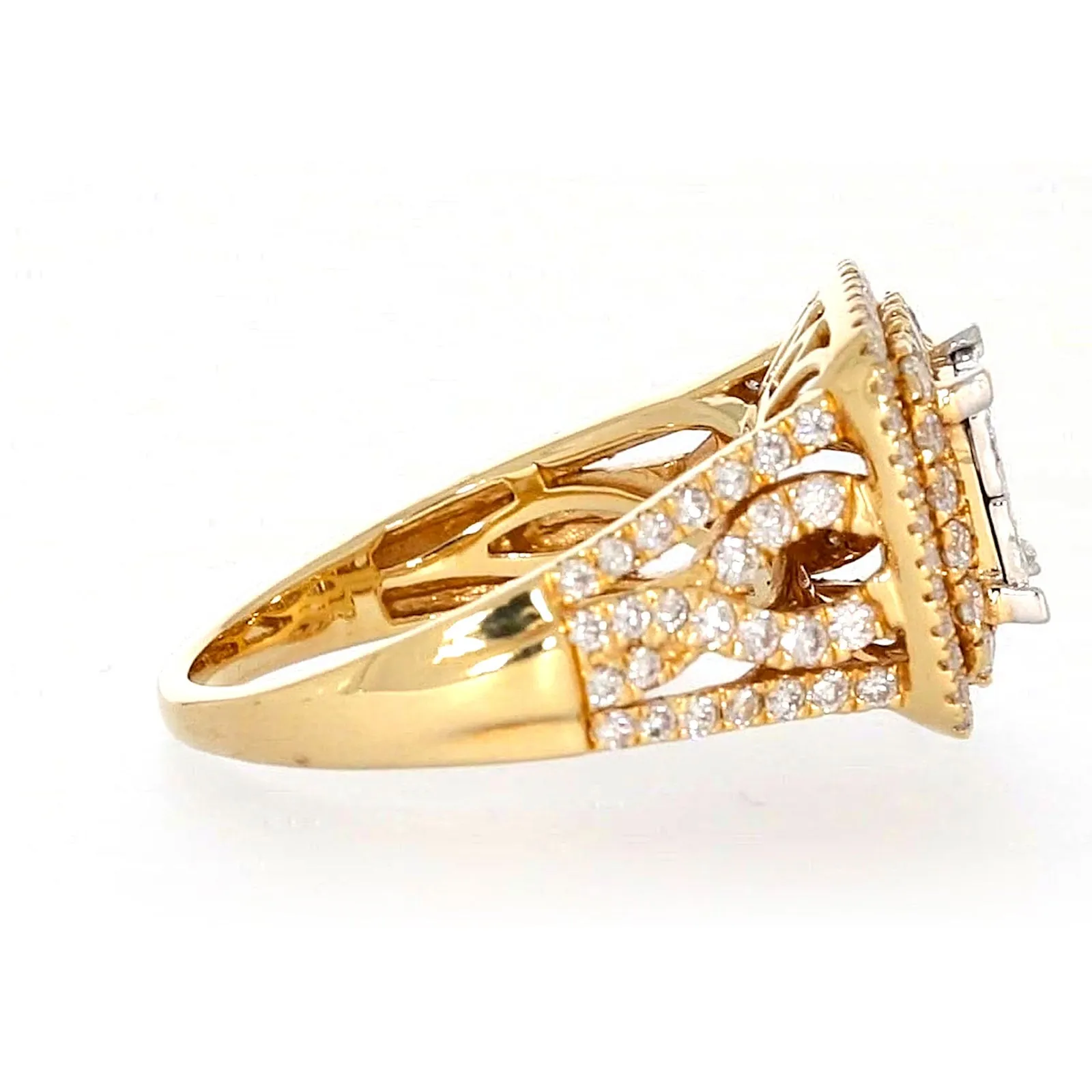 New York 14ct Yellow Gold Princess Cut with 1 1/2 CARAT tw of Diamonds Ring