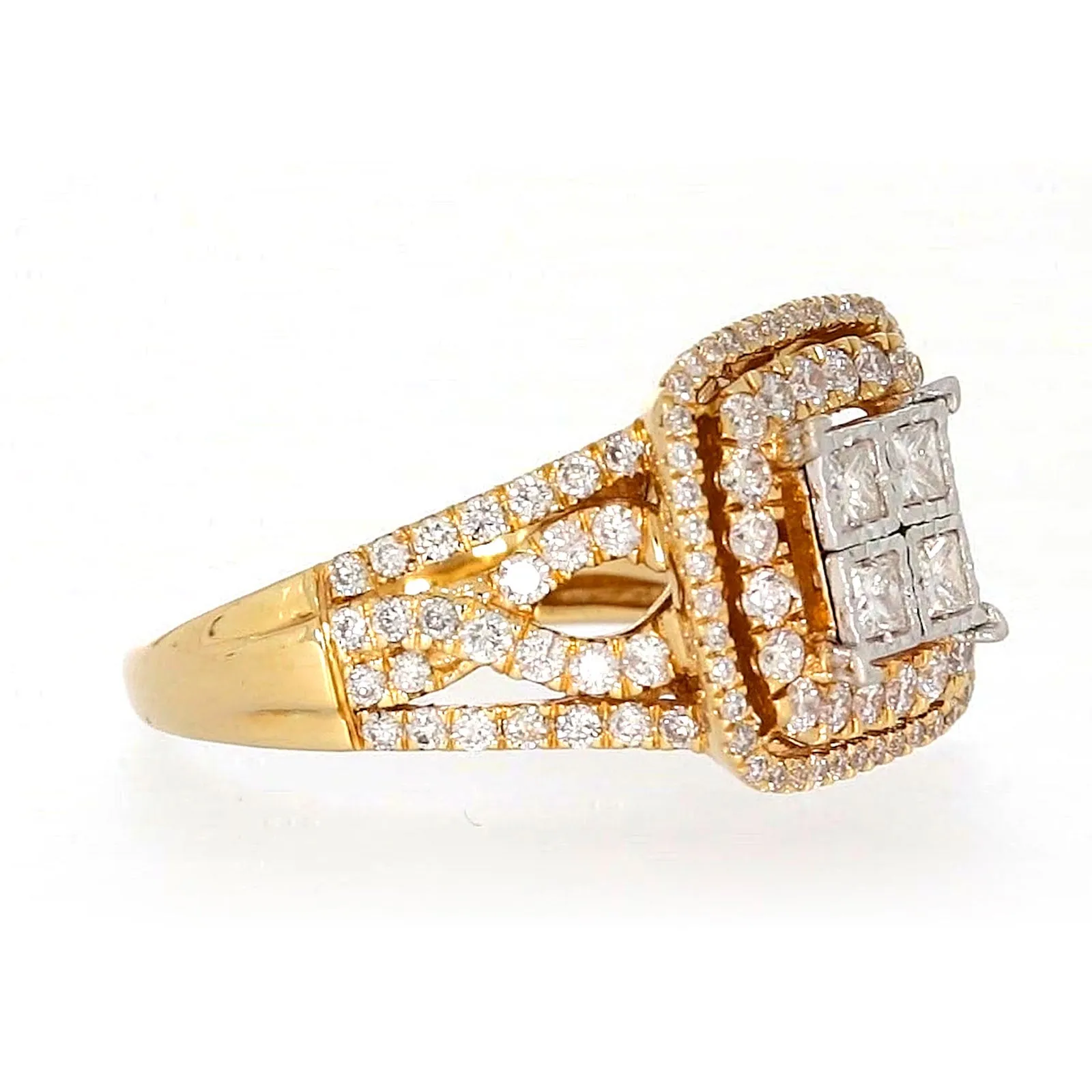 New York 14ct Yellow Gold Princess Cut with 1 1/2 CARAT tw of Diamonds Ring