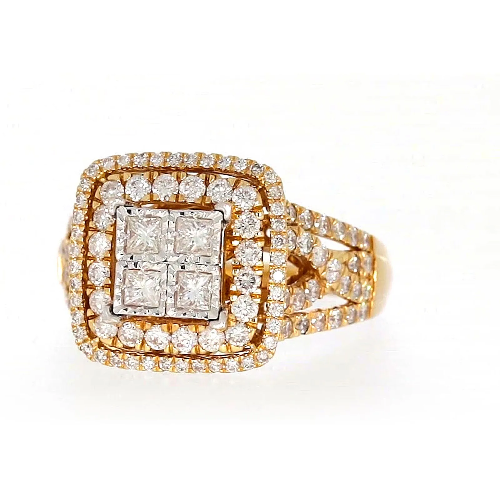 New York 14ct Yellow Gold Princess Cut with 1 1/2 CARAT tw of Diamonds Ring