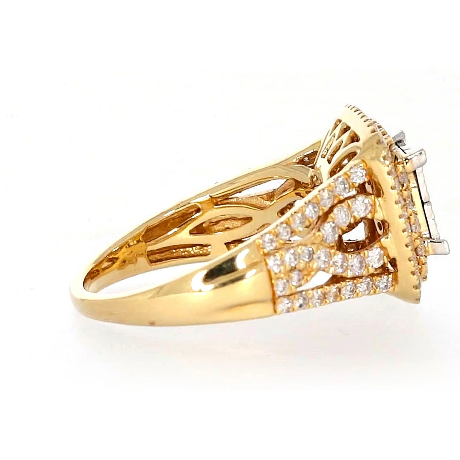 New York 14ct Yellow Gold Princess Cut with 1 1/2 CARAT tw of Diamonds Ring