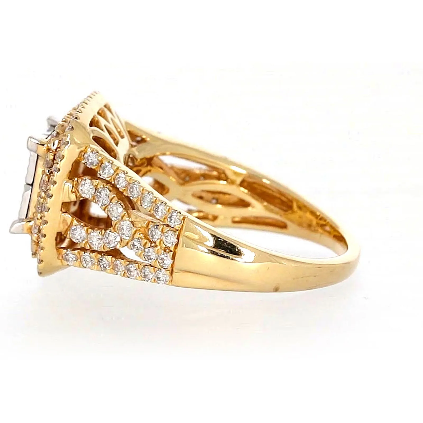 New York 14ct Yellow Gold Princess Cut with 1 1/2 CARAT tw of Diamonds Ring