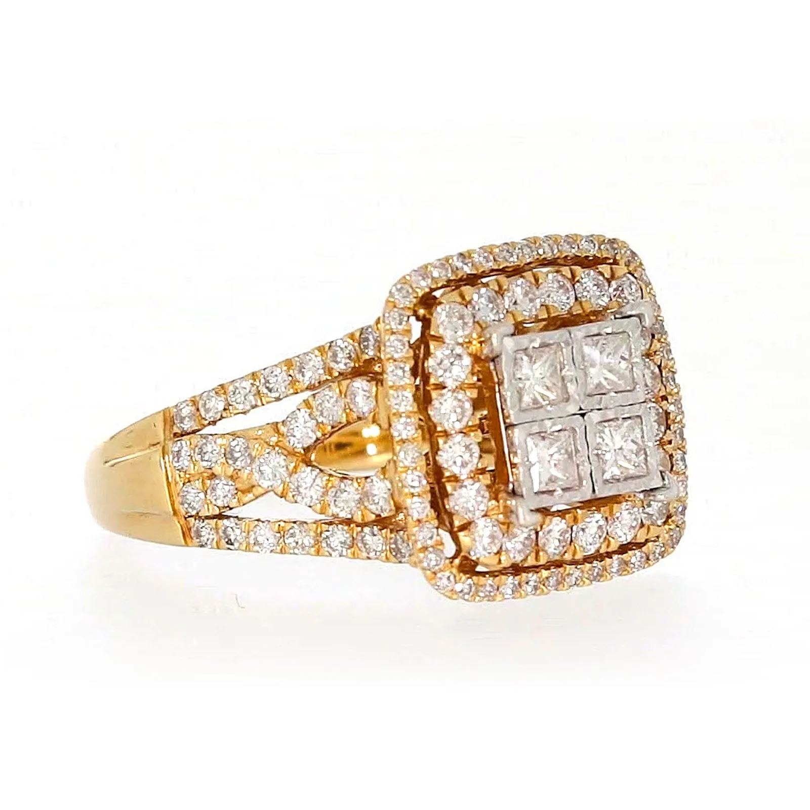 New York 14ct Yellow Gold Princess Cut with 1 1/2 CARAT tw of Diamonds Ring