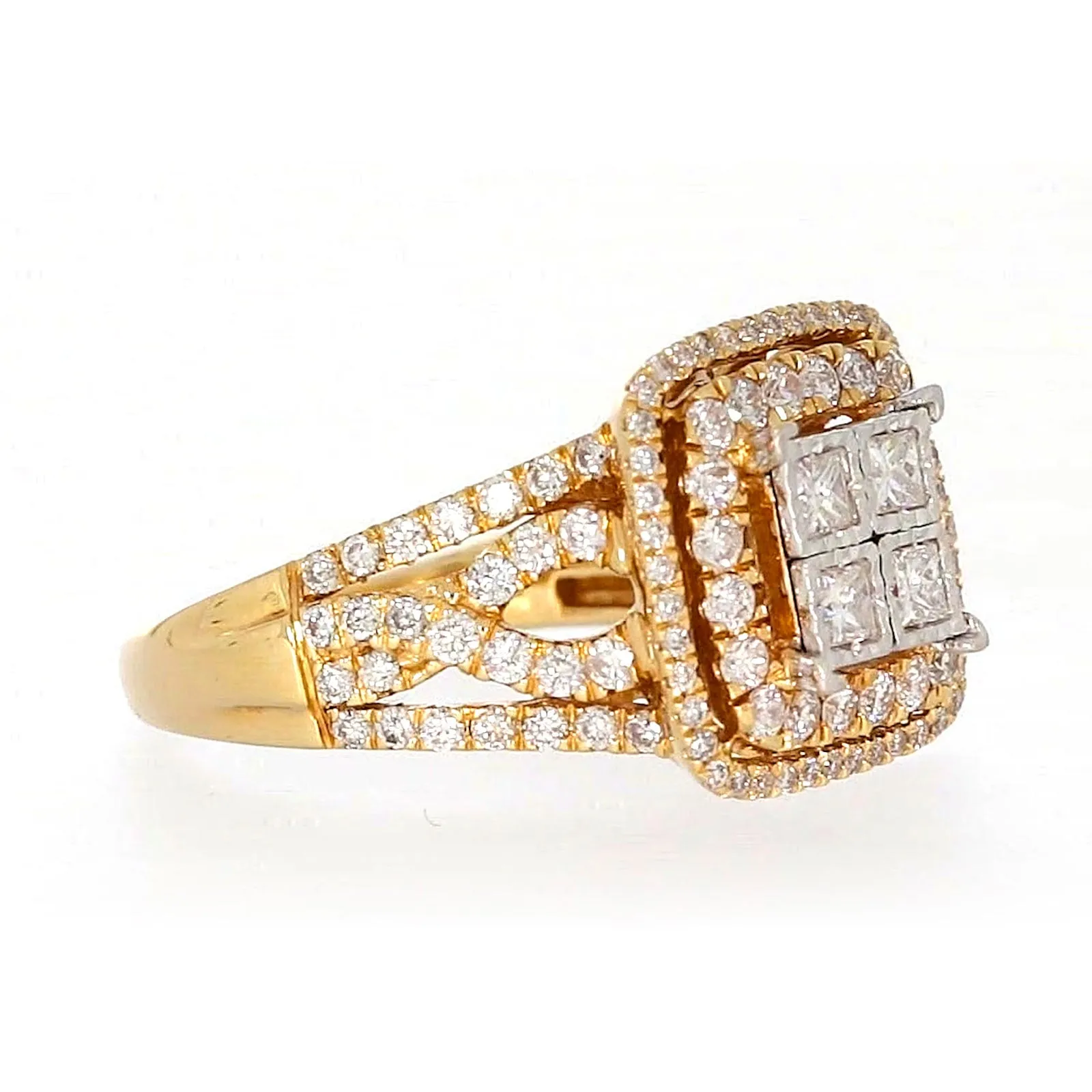 New York 14ct Yellow Gold Princess Cut with 1 1/2 CARAT tw of Diamonds Ring