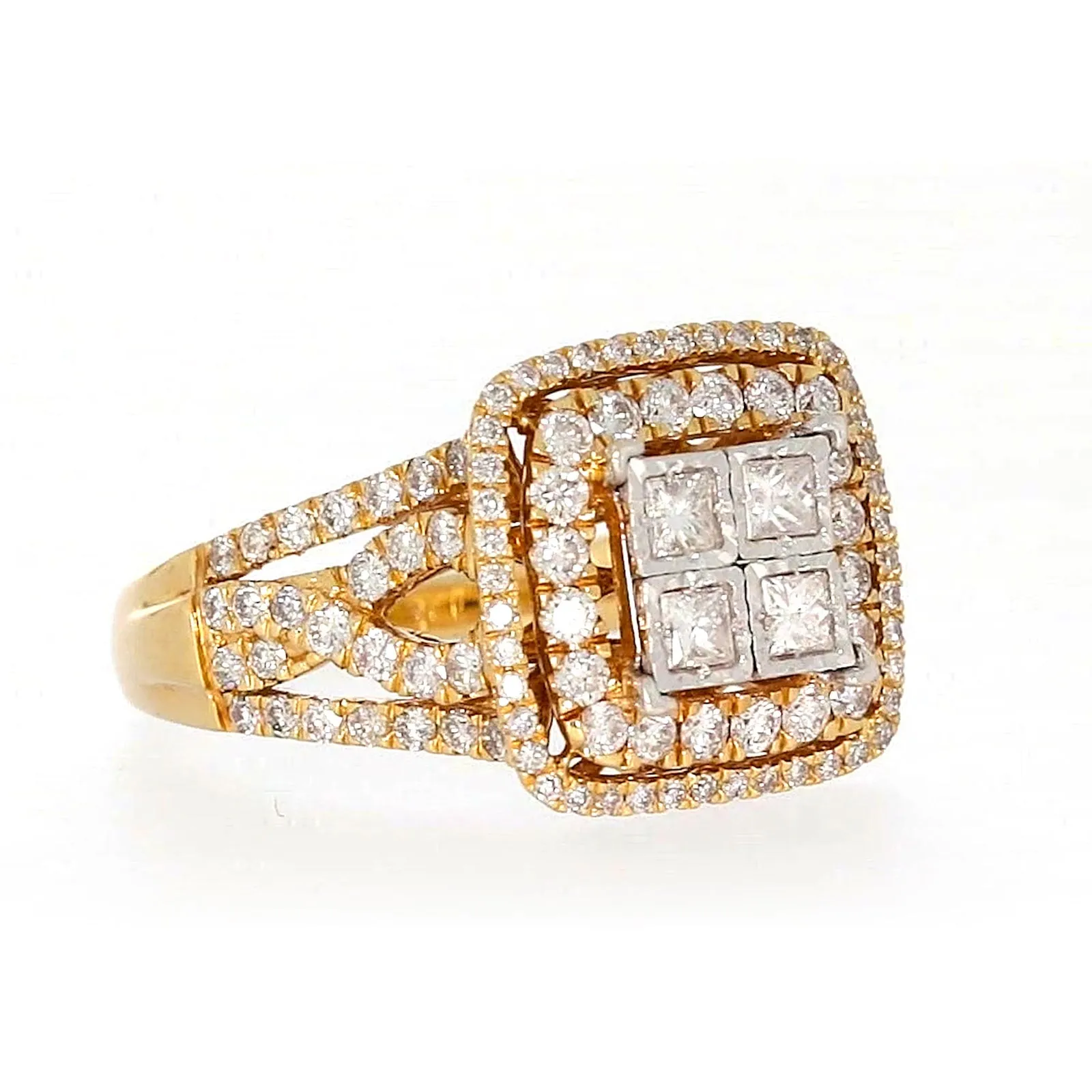 New York 14ct Yellow Gold Princess Cut with 1 1/2 CARAT tw of Diamonds Ring