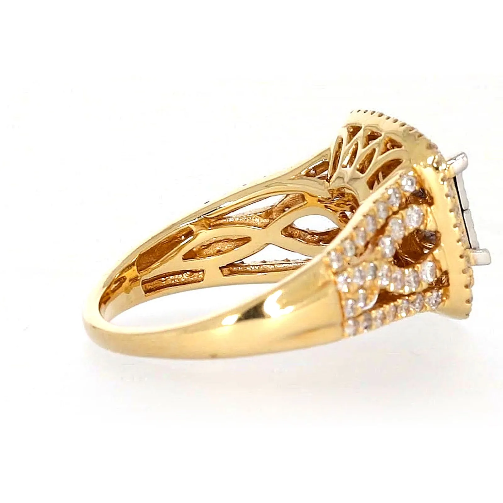 New York 14ct Yellow Gold Princess Cut with 1 1/2 CARAT tw of Diamonds Ring