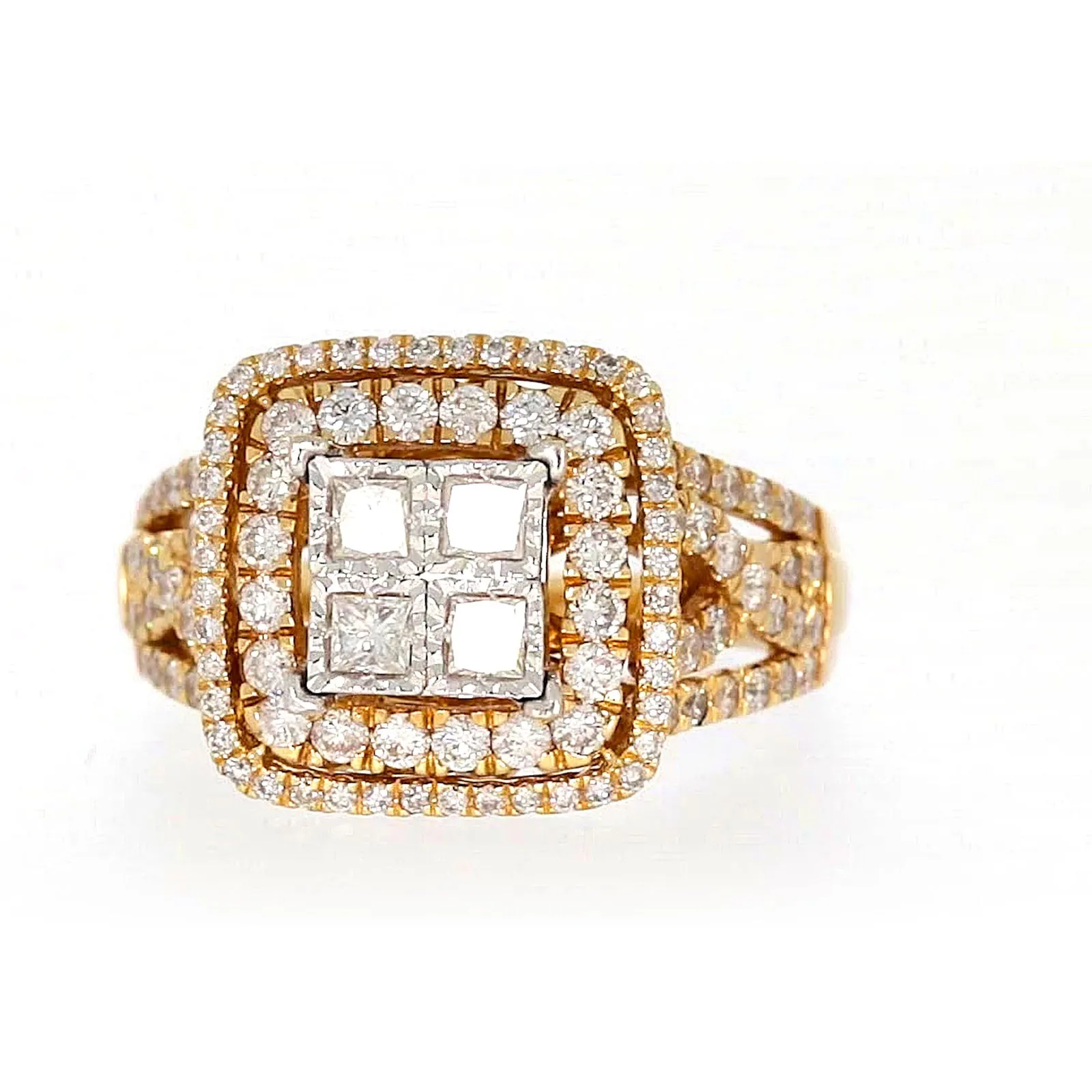 New York 14ct Yellow Gold Princess Cut with 1 1/2 CARAT tw of Diamonds Ring