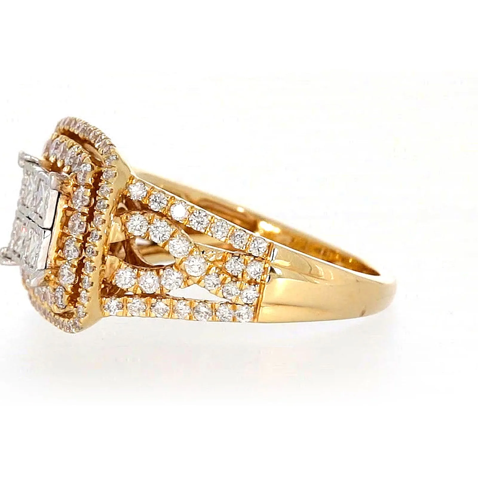 New York 14ct Yellow Gold Princess Cut with 1 1/2 CARAT tw of Diamonds Ring