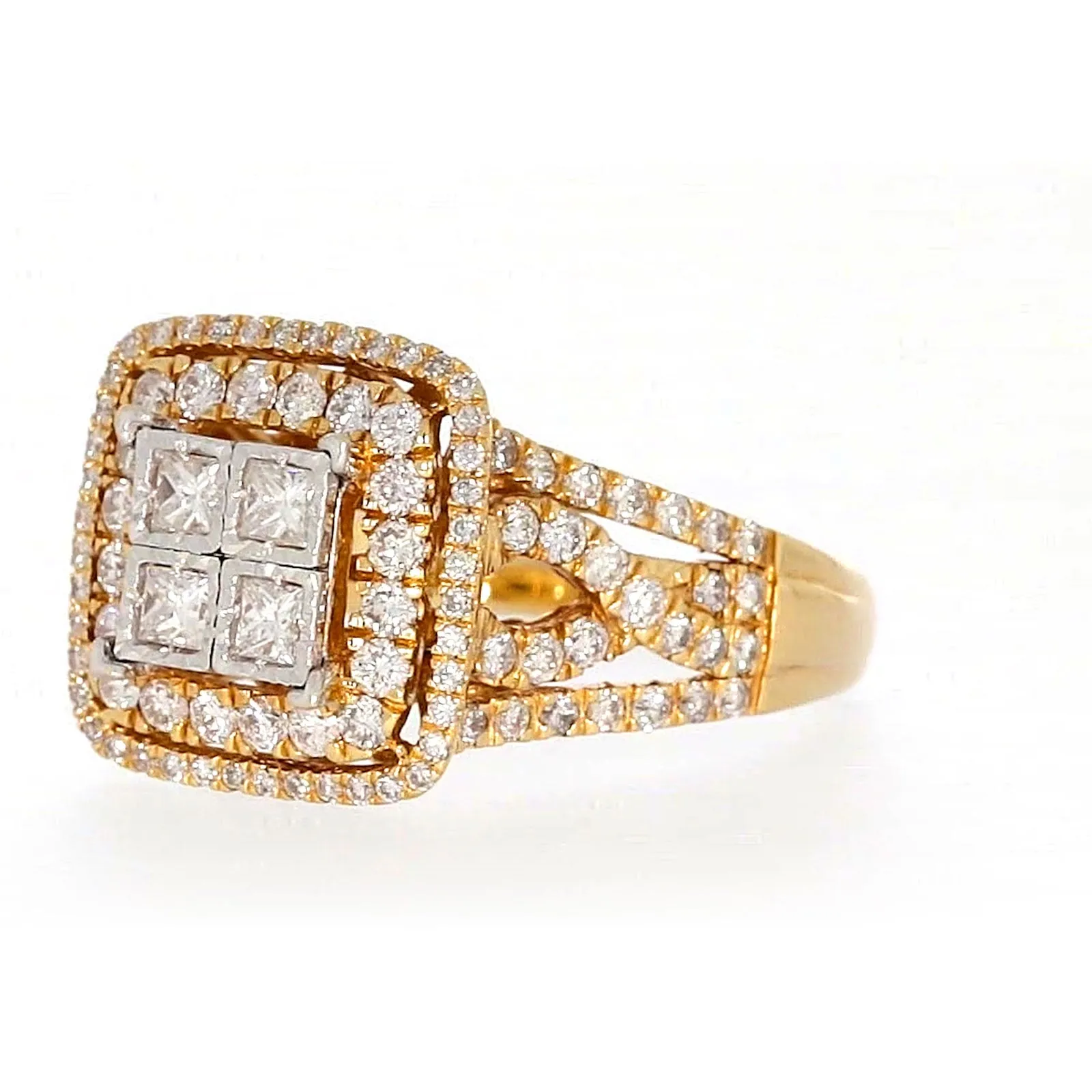 New York 14ct Yellow Gold Princess Cut with 1 1/2 CARAT tw of Diamonds Ring