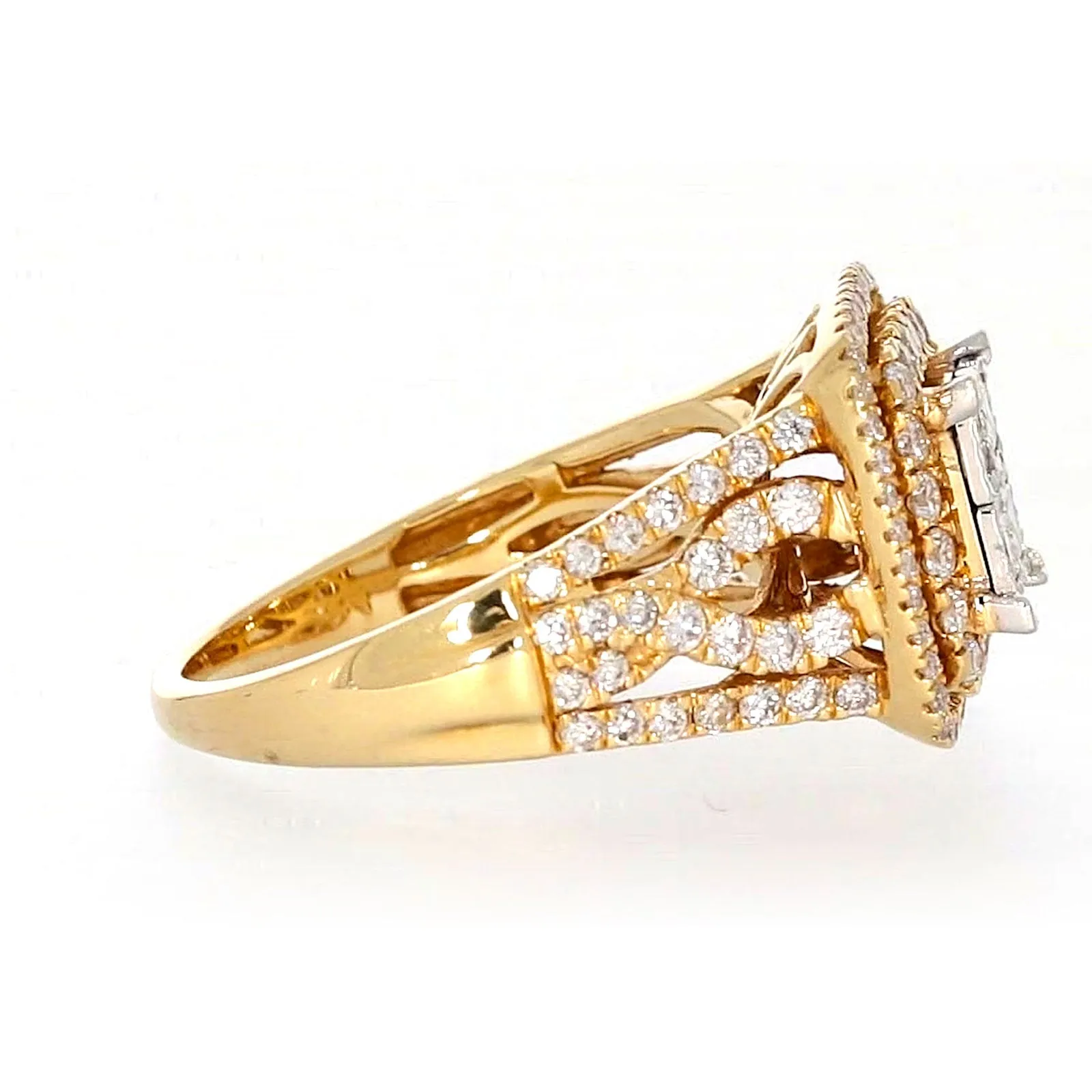 New York 14ct Yellow Gold Princess Cut with 1 1/2 CARAT tw of Diamonds Ring