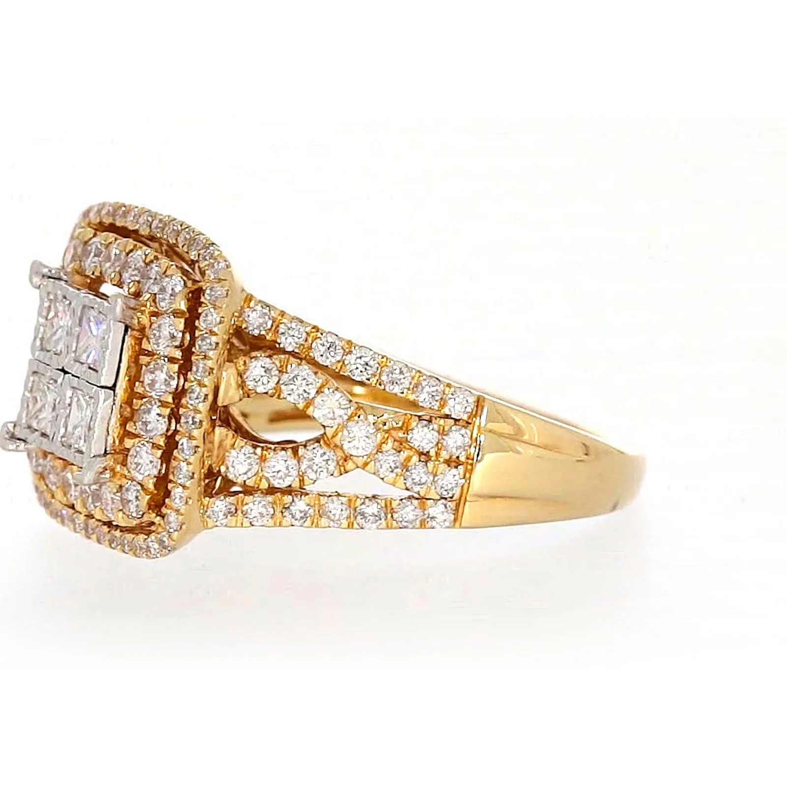 New York 14ct Yellow Gold Princess Cut with 1 1/2 CARAT tw of Diamonds Ring