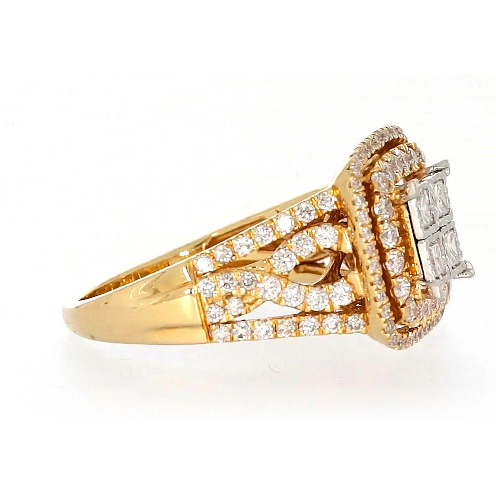 New York 14ct Yellow Gold Princess Cut with 1 1/2 CARAT tw of Diamonds Ring