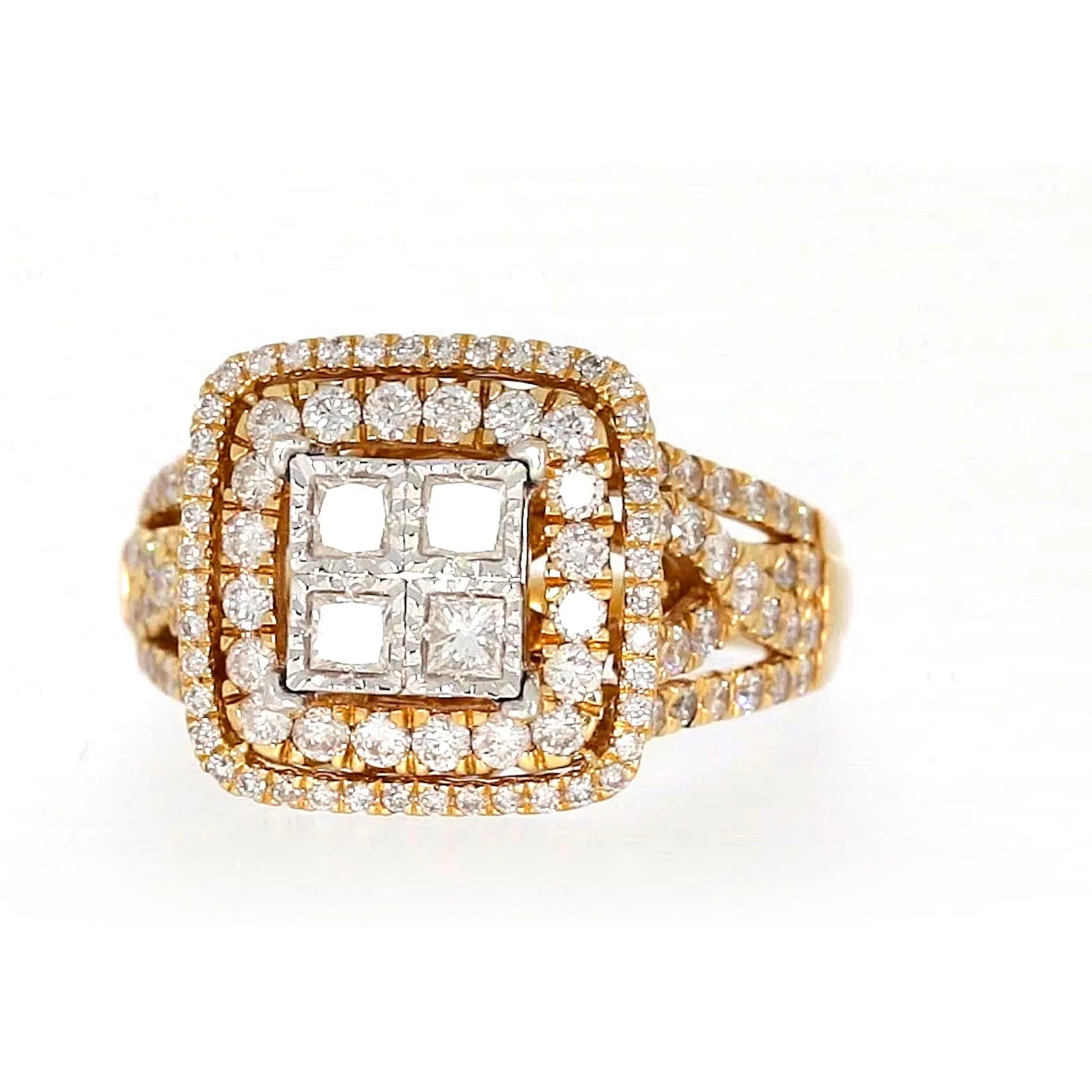 New York 14ct Yellow Gold Princess Cut with 1 1/2 CARAT tw of Diamonds Ring