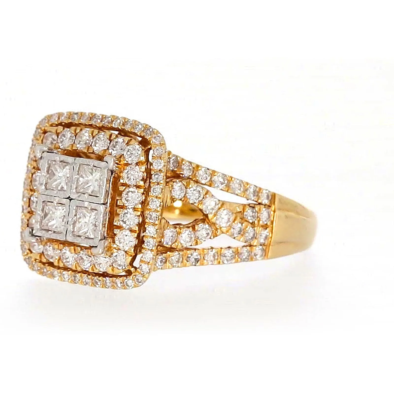 New York 14ct Yellow Gold Princess Cut with 1 1/2 CARAT tw of Diamonds Ring