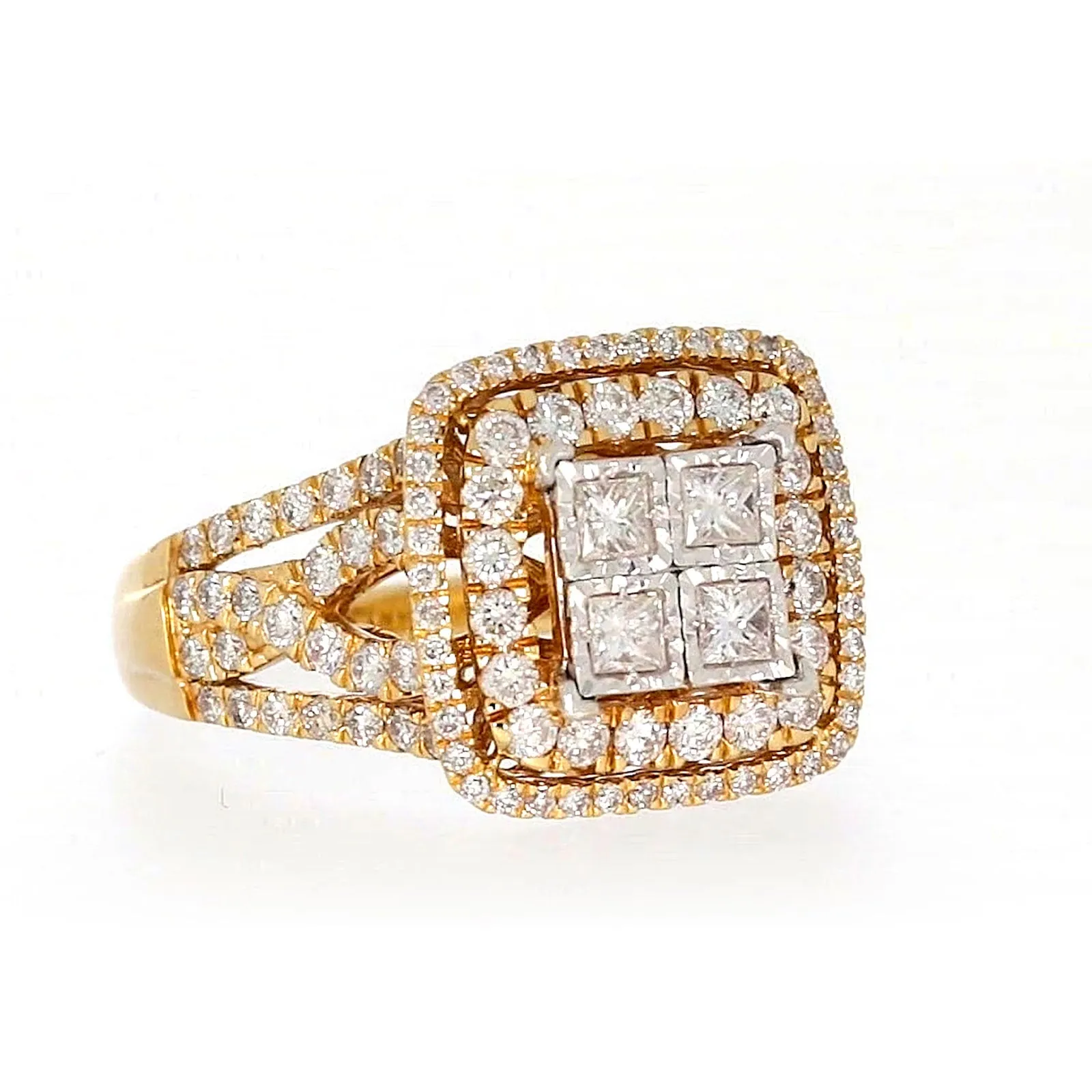 New York 14ct Yellow Gold Princess Cut with 1 1/2 CARAT tw of Diamonds Ring