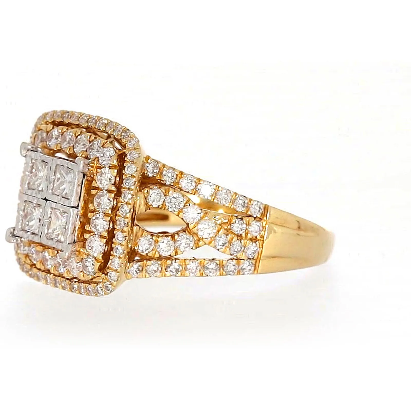 New York 14ct Yellow Gold Princess Cut with 1 1/2 CARAT tw of Diamonds Ring