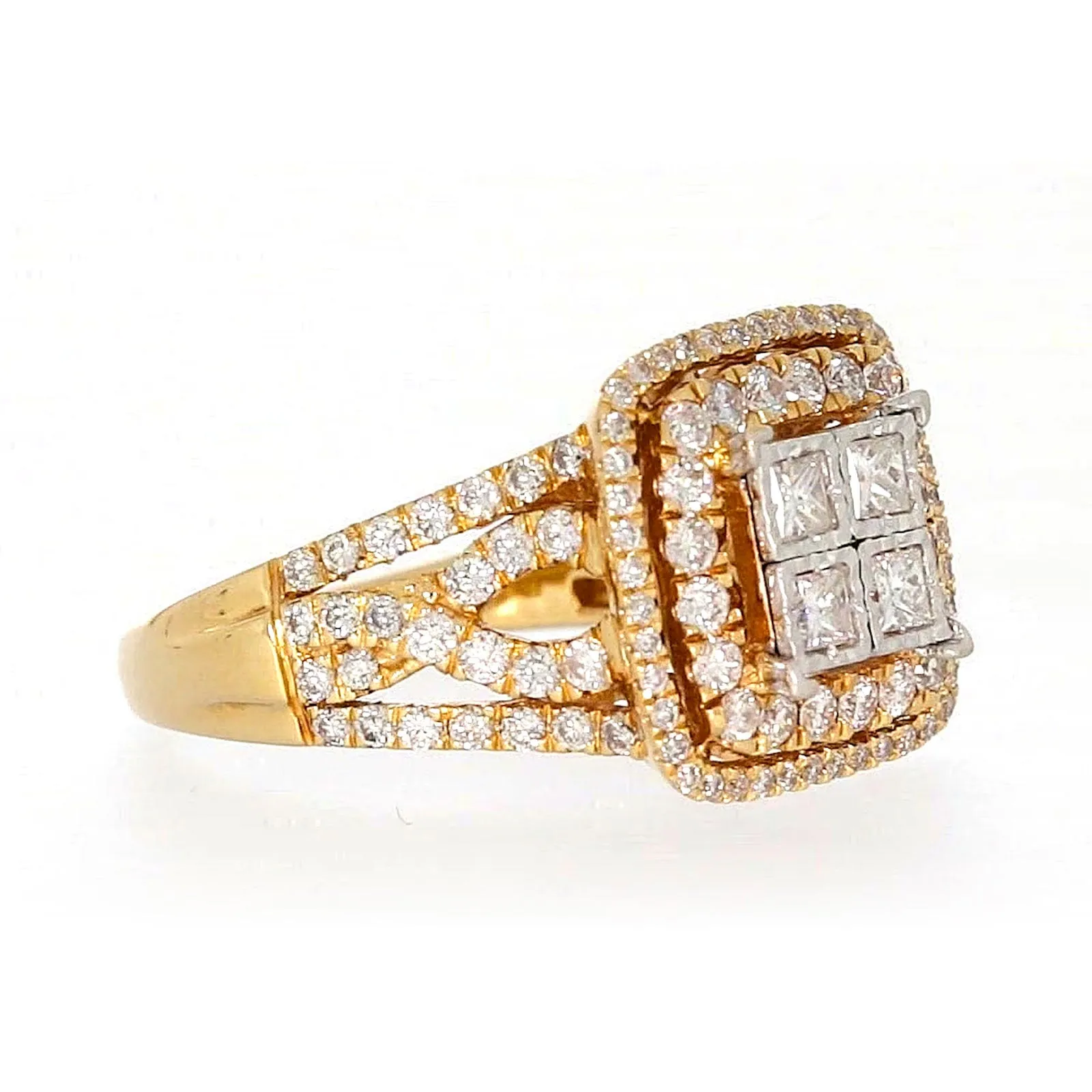 New York 14ct Yellow Gold Princess Cut with 1 1/2 CARAT tw of Diamonds Ring
