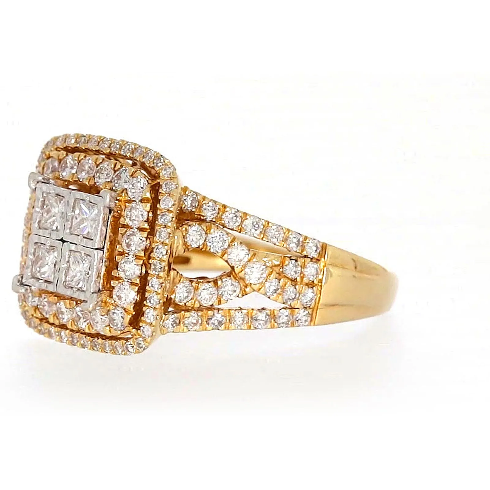 New York 14ct Yellow Gold Princess Cut with 1 1/2 CARAT tw of Diamonds Ring