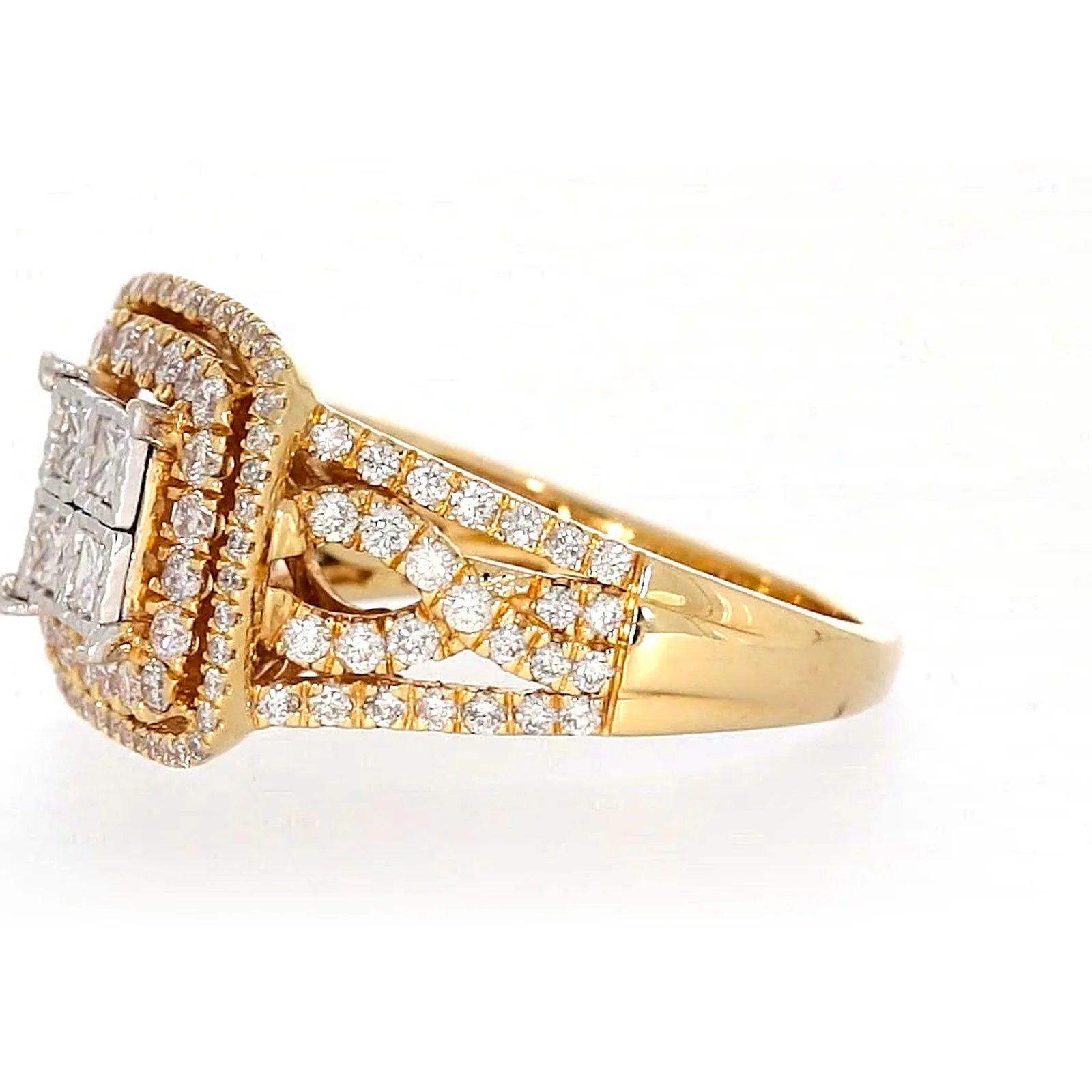 New York 14ct Yellow Gold Princess Cut with 1 1/2 CARAT tw of Diamonds Ring