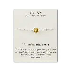 November (Topaz) Birthstone Anklet Created with Zircondia® Crystals