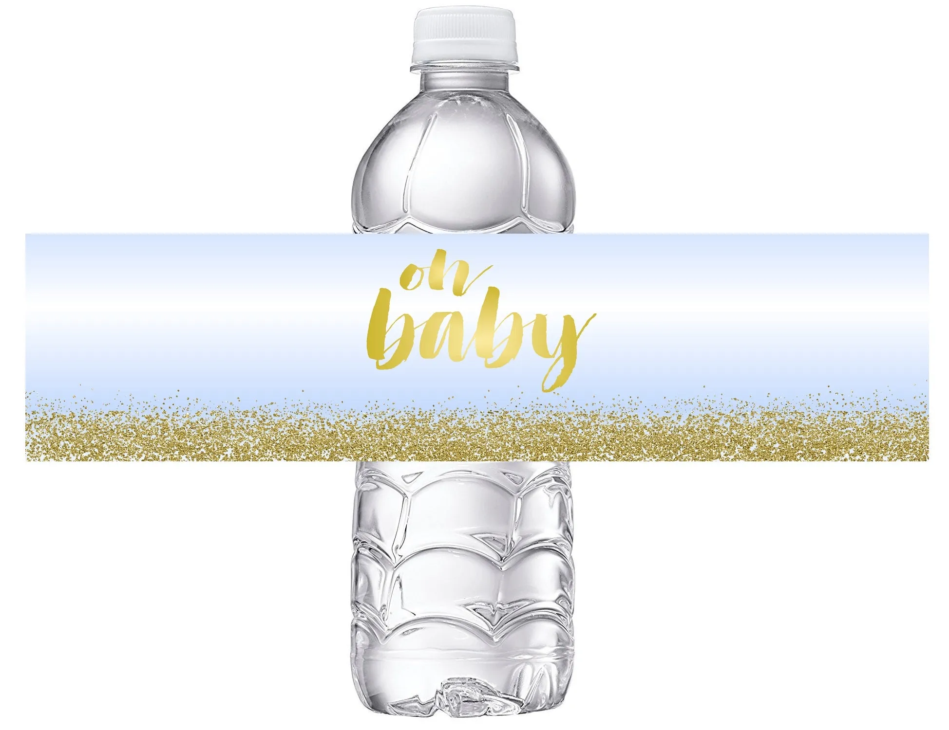 Party Favors Oh Baby Blue & Gold Boy Shower Water Bottle Labels Wrappers ideas Decor Supplies