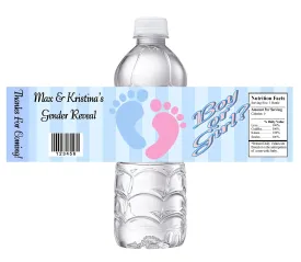 Party Favors Pink and Blue Footprints Baby Gender Reveal Water Bottle Labels Wrappers Supplies Personalized ideas