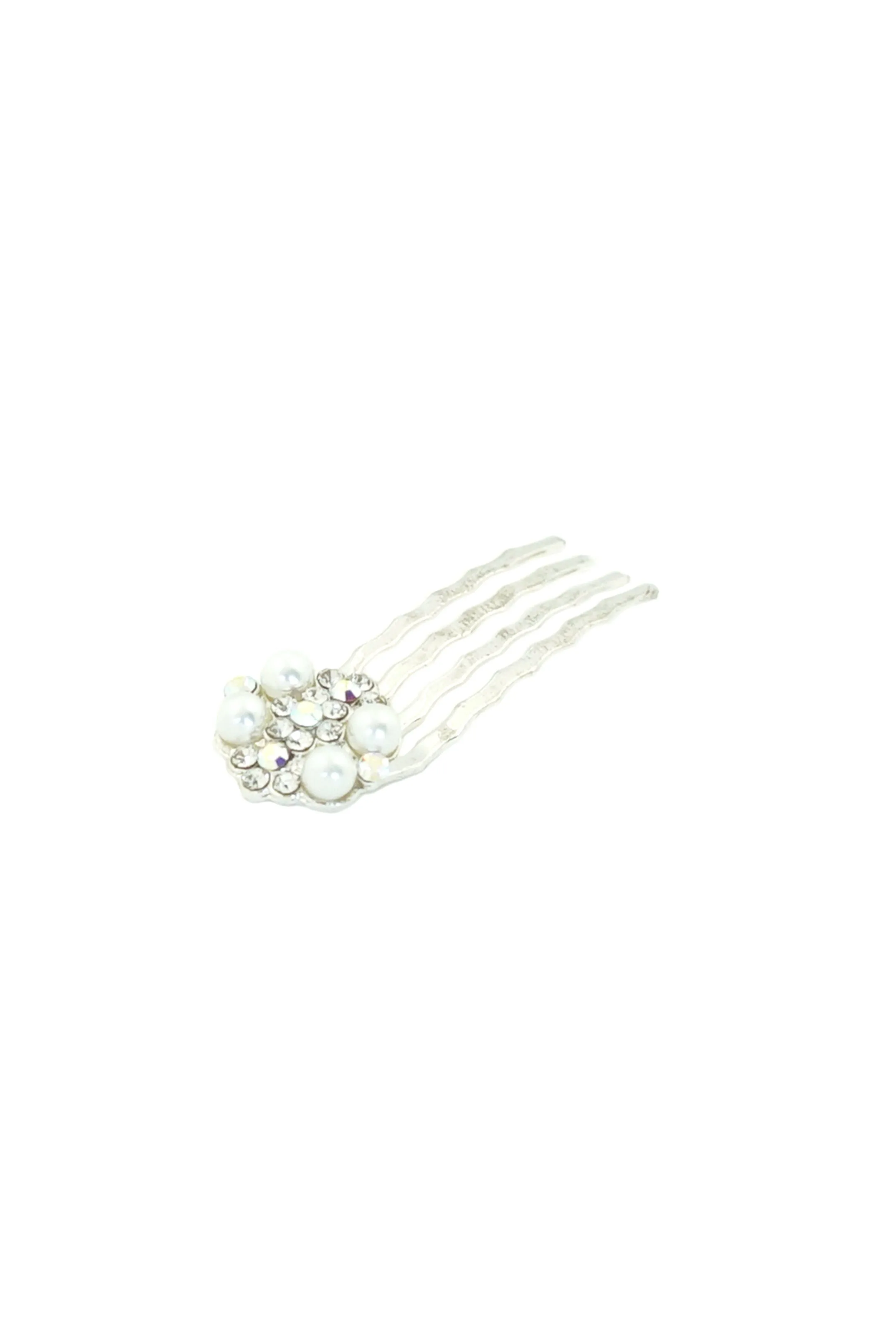 Pearl & Crystal Cluster Mini Comb