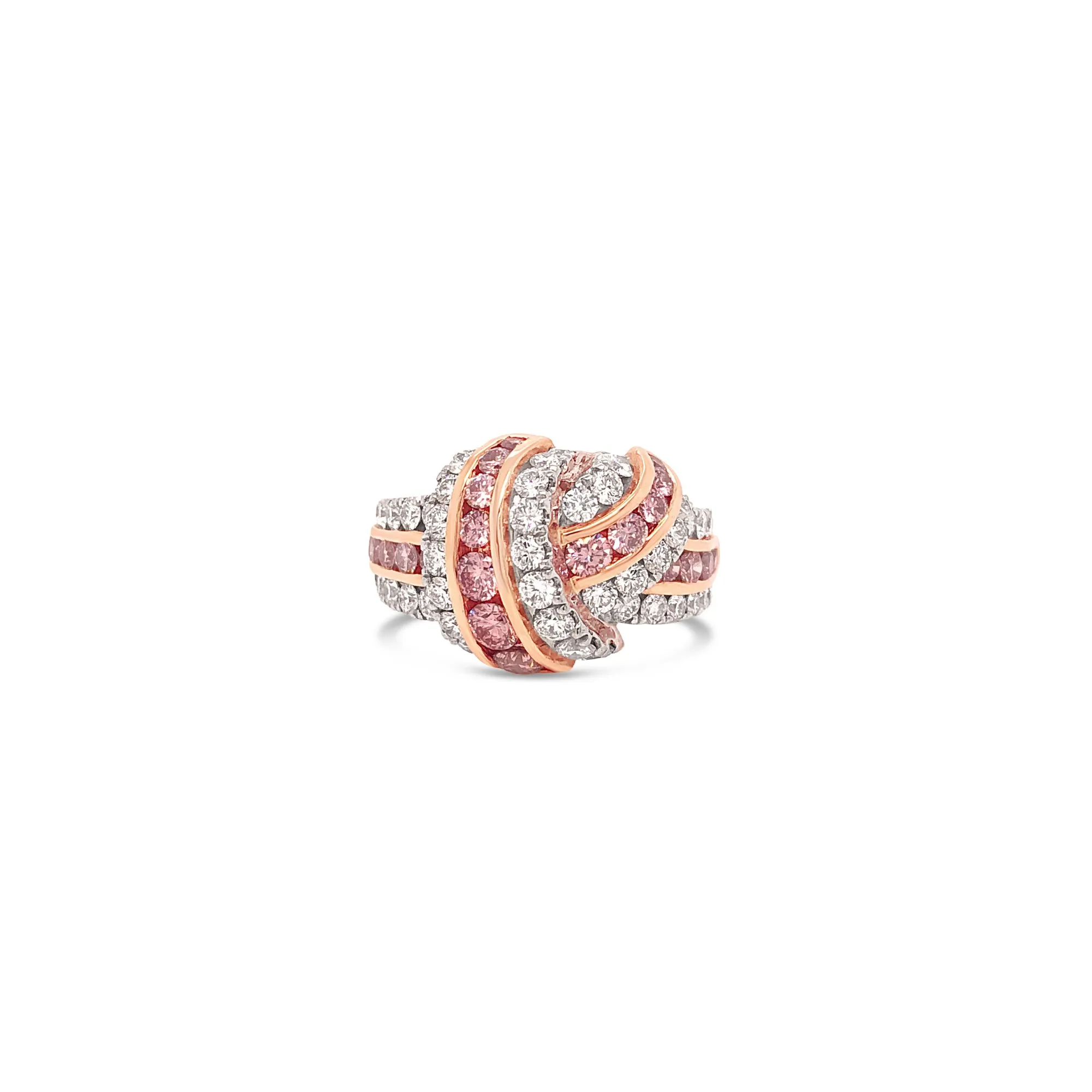 Platinum and Gold Diamond Classic Knot Ring
