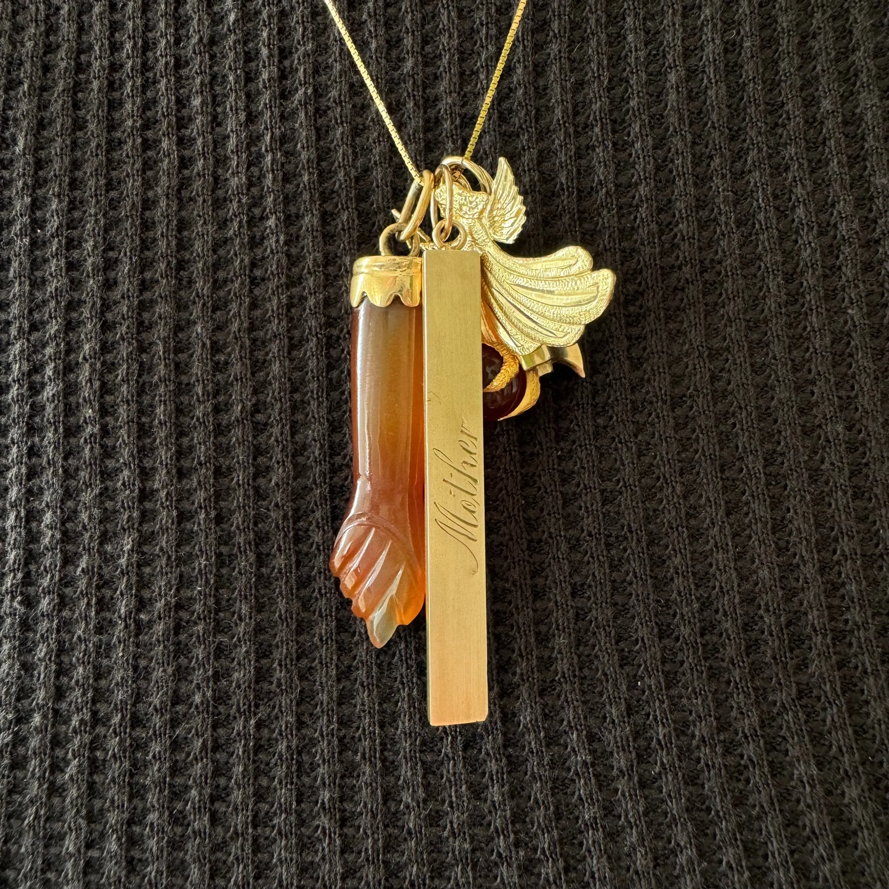 reimagined A N T I Q U E // timeless Mother / 10k yellow gold Mother bar pendant / a brooch conversion