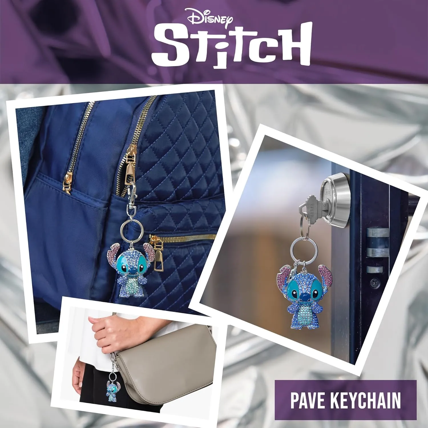 SALLY ROSE Multicolored Crystal Cute Keychain Officially Licensed Characters, Pendant Charm Keychains with Lobster Clip