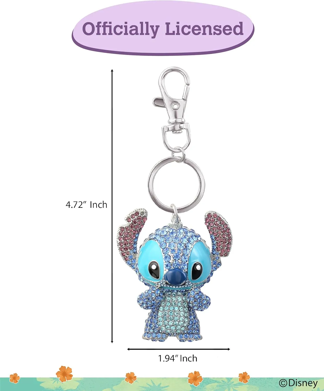 SALLY ROSE Multicolored Crystal Cute Keychain Officially Licensed Characters, Pendant Charm Keychains with Lobster Clip